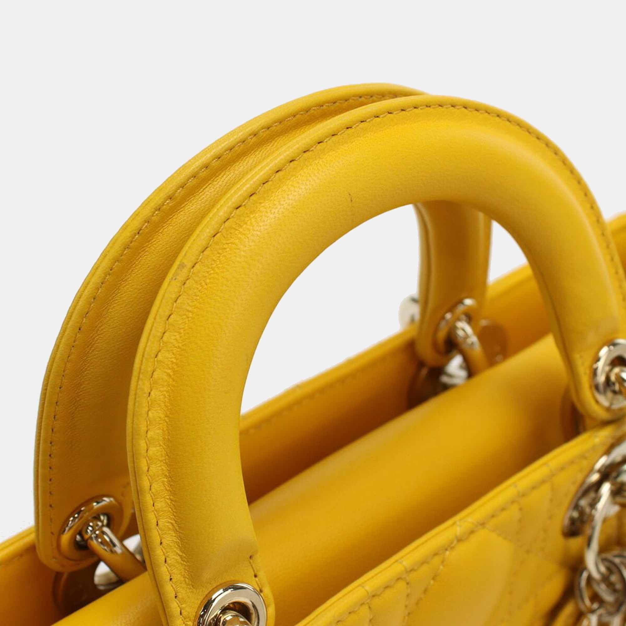 Dior Yellow Leather Medium Lady D-Joy Shoulder Bag