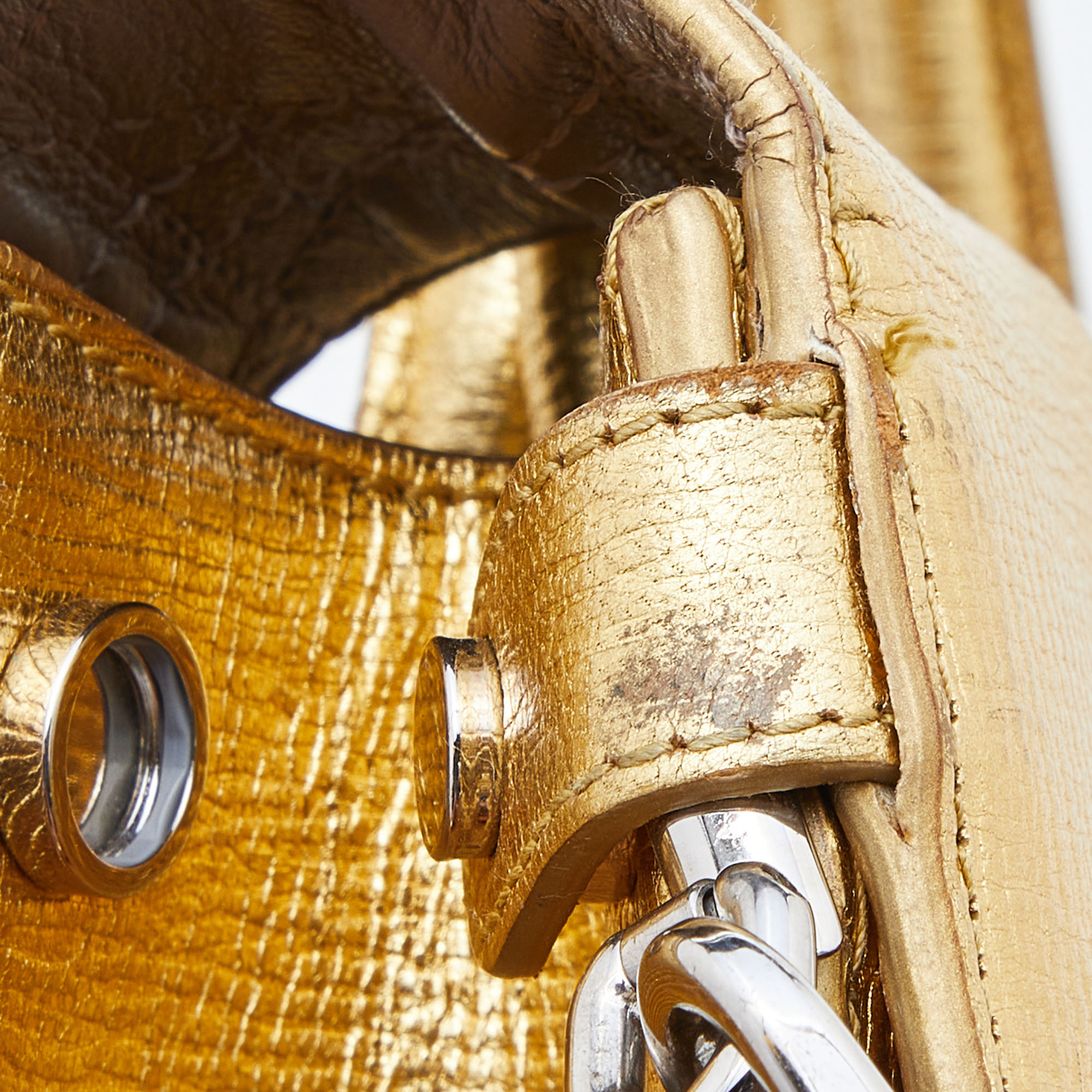 Dior Metallic Gold Leather Medium Diorever Bag