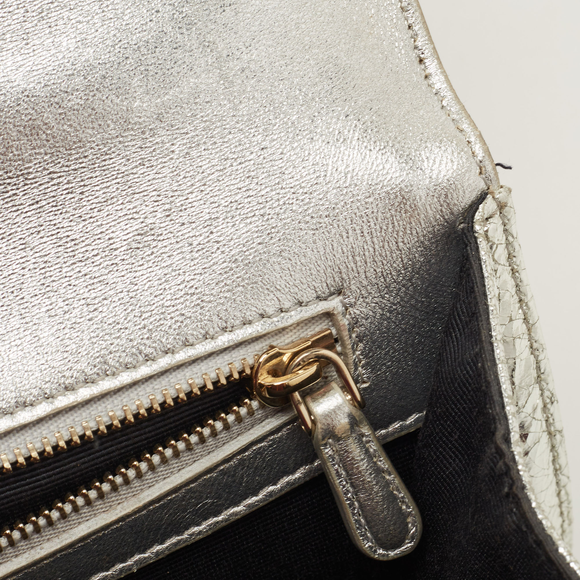 Dior Silver Leather Medium Diorama Flap Shoulder Bag