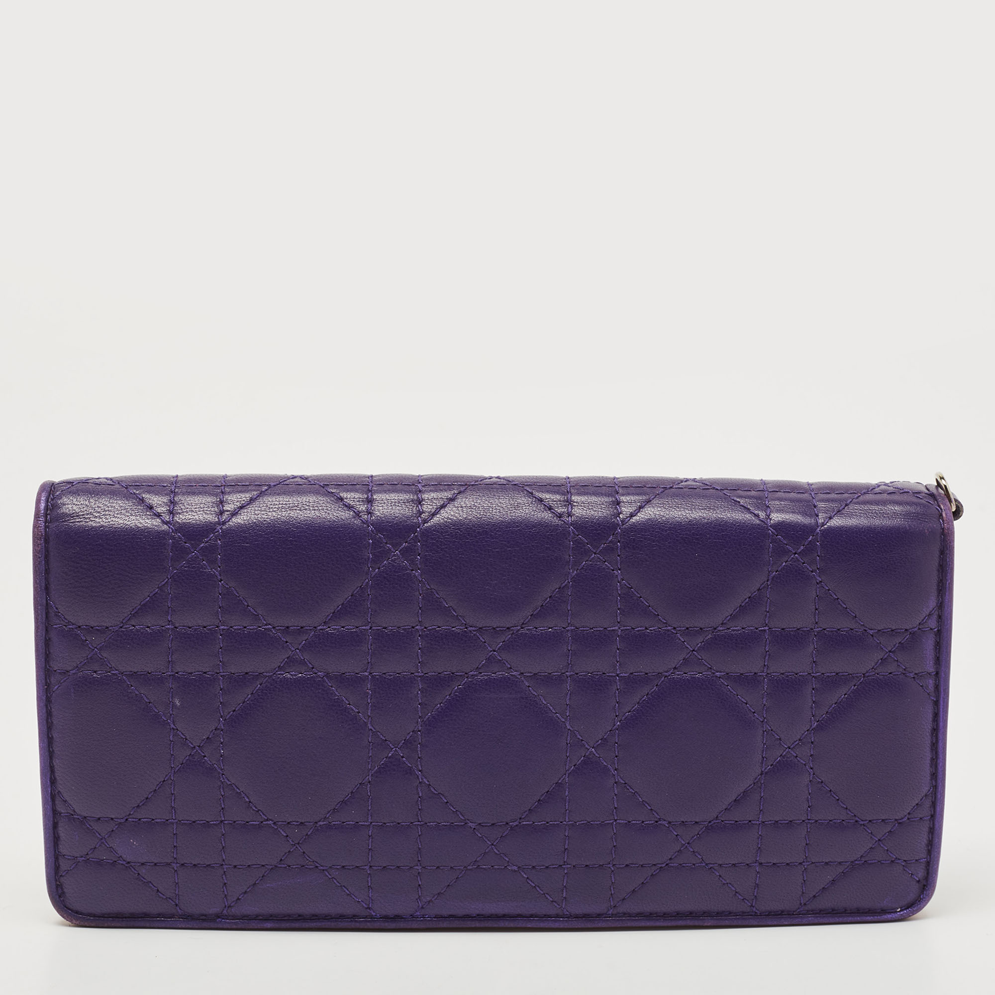 Dior Purple Cannage Leather Bifold Continental Wallet