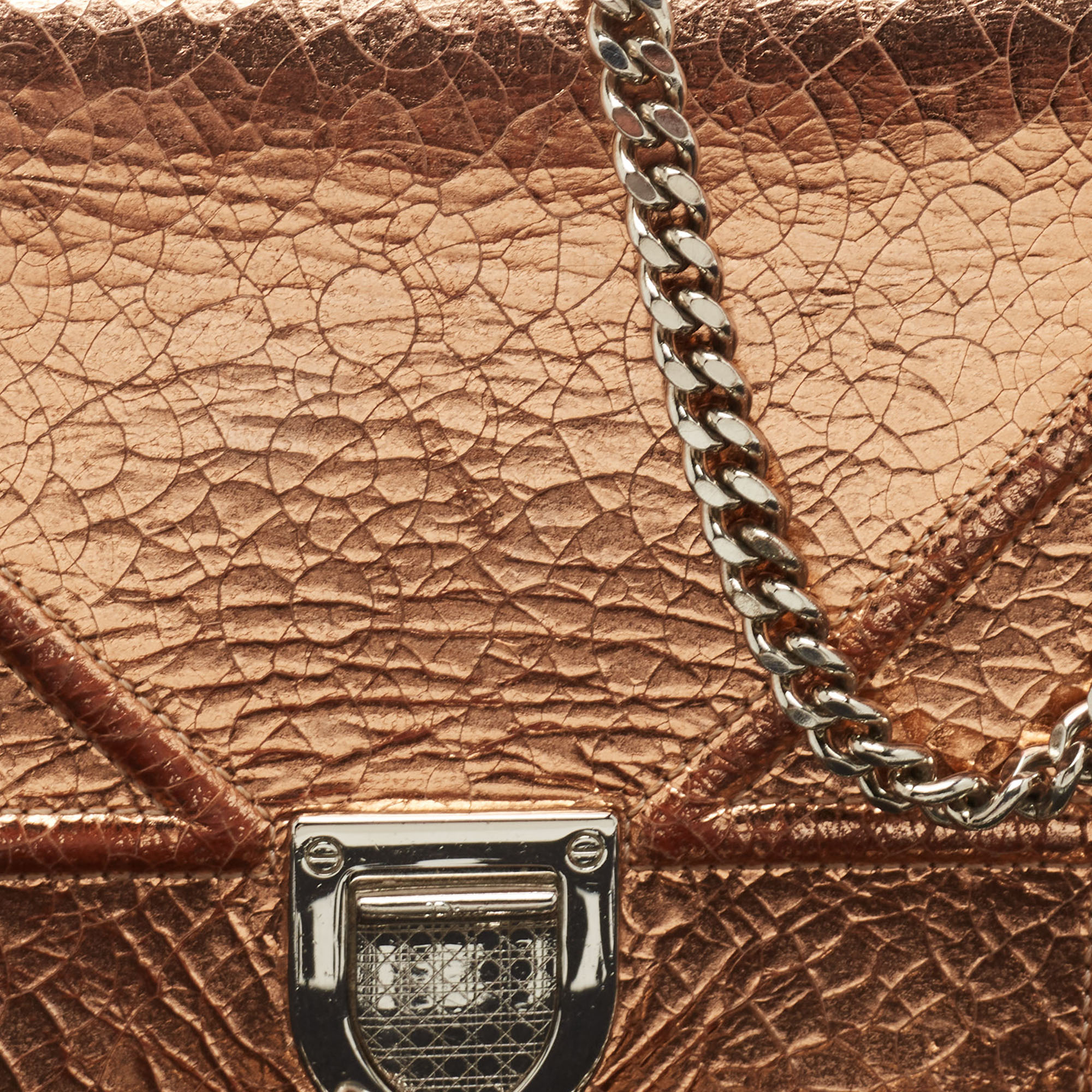 Dior Bronze Ceramic Effect Leather Diorama Wallet On Chain