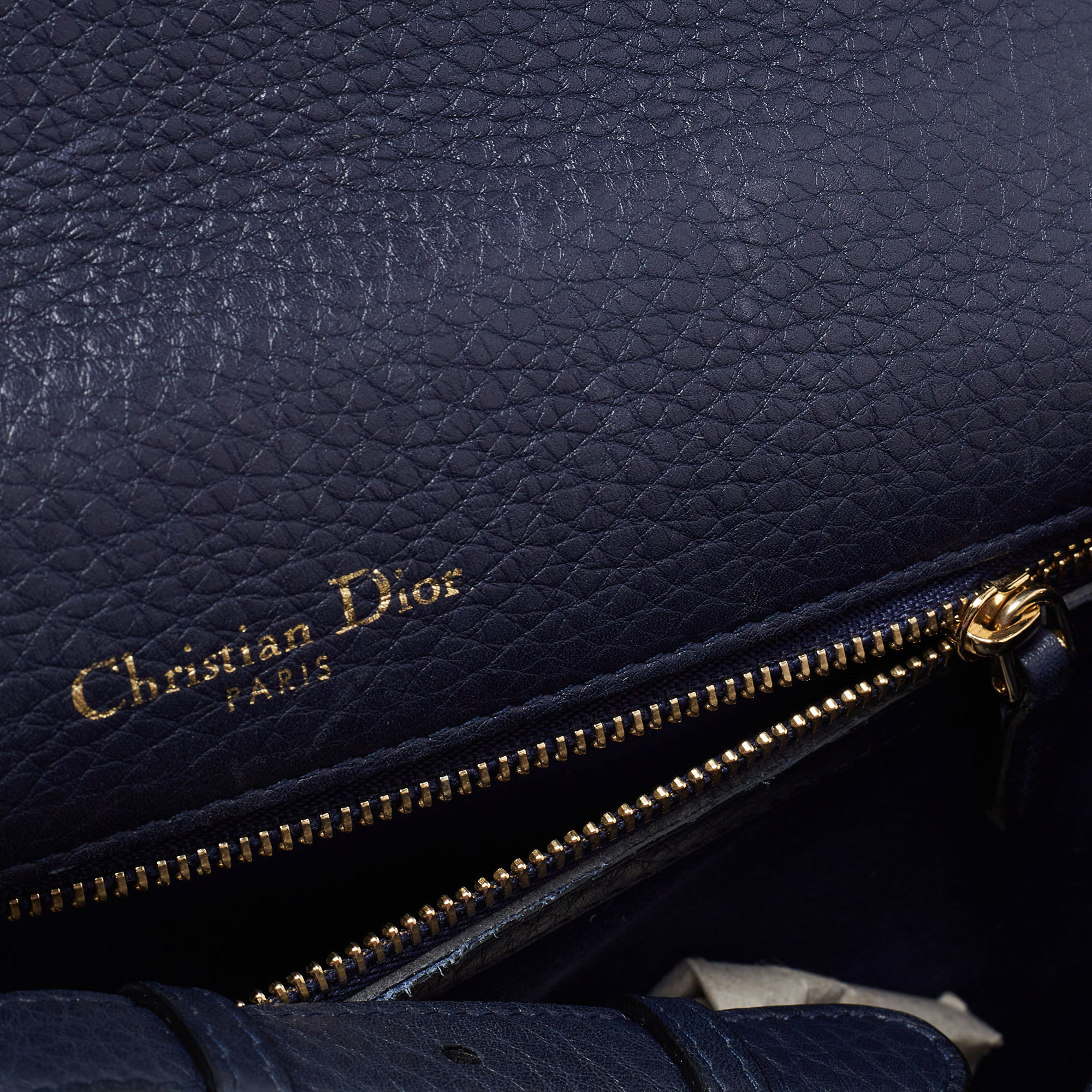 Dior Navy Blue Leather Medium Diorama Flap Shoulder Bag