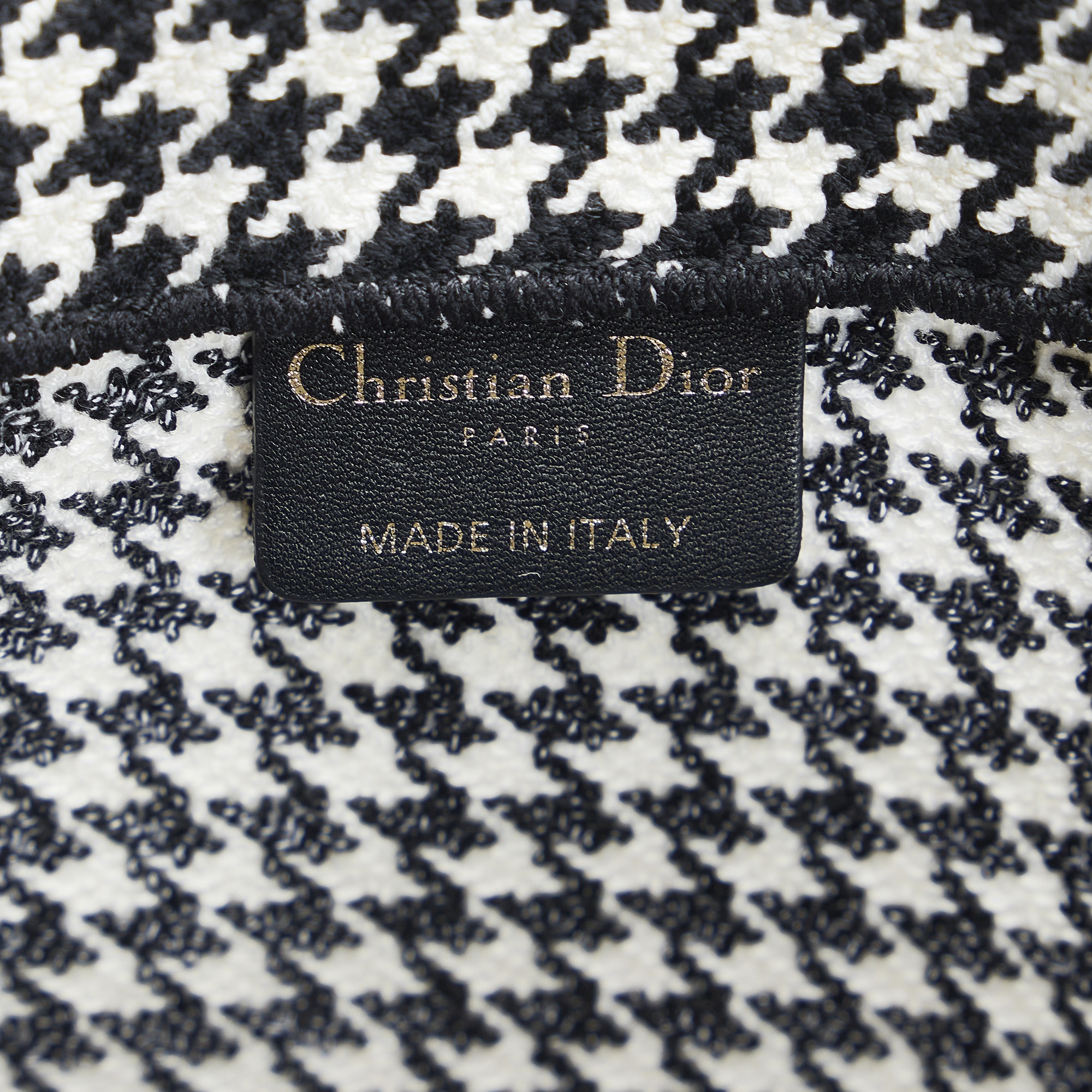 Dior Black Houndstooth Embroidered Book Tote
