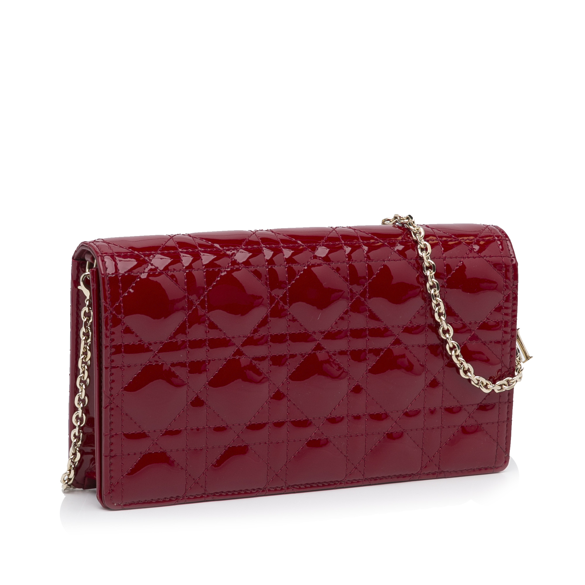 Dior Red Lady Dior Cannage Wallet On Chain