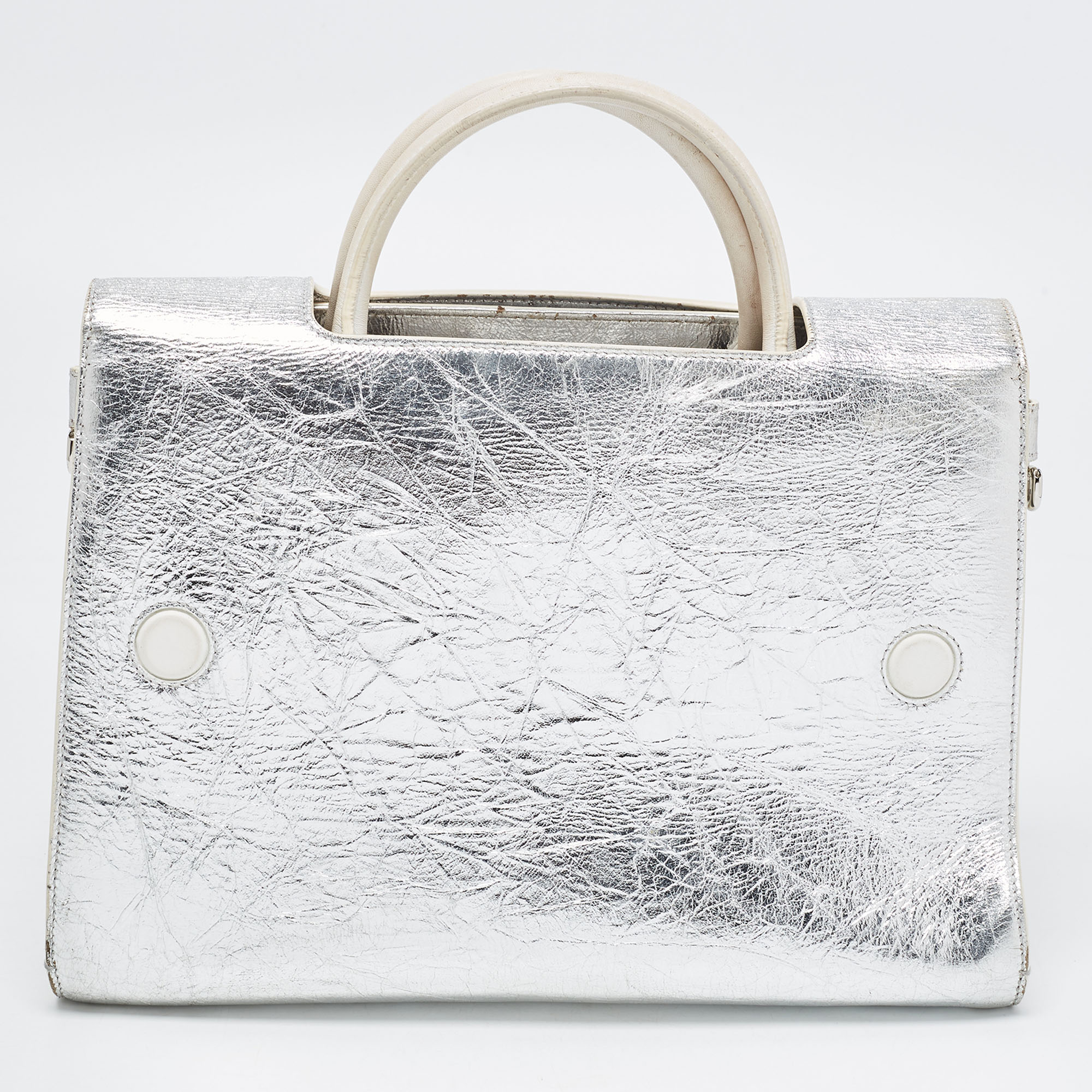 Dior Silver Laminated Leather Medium Diorever Bag