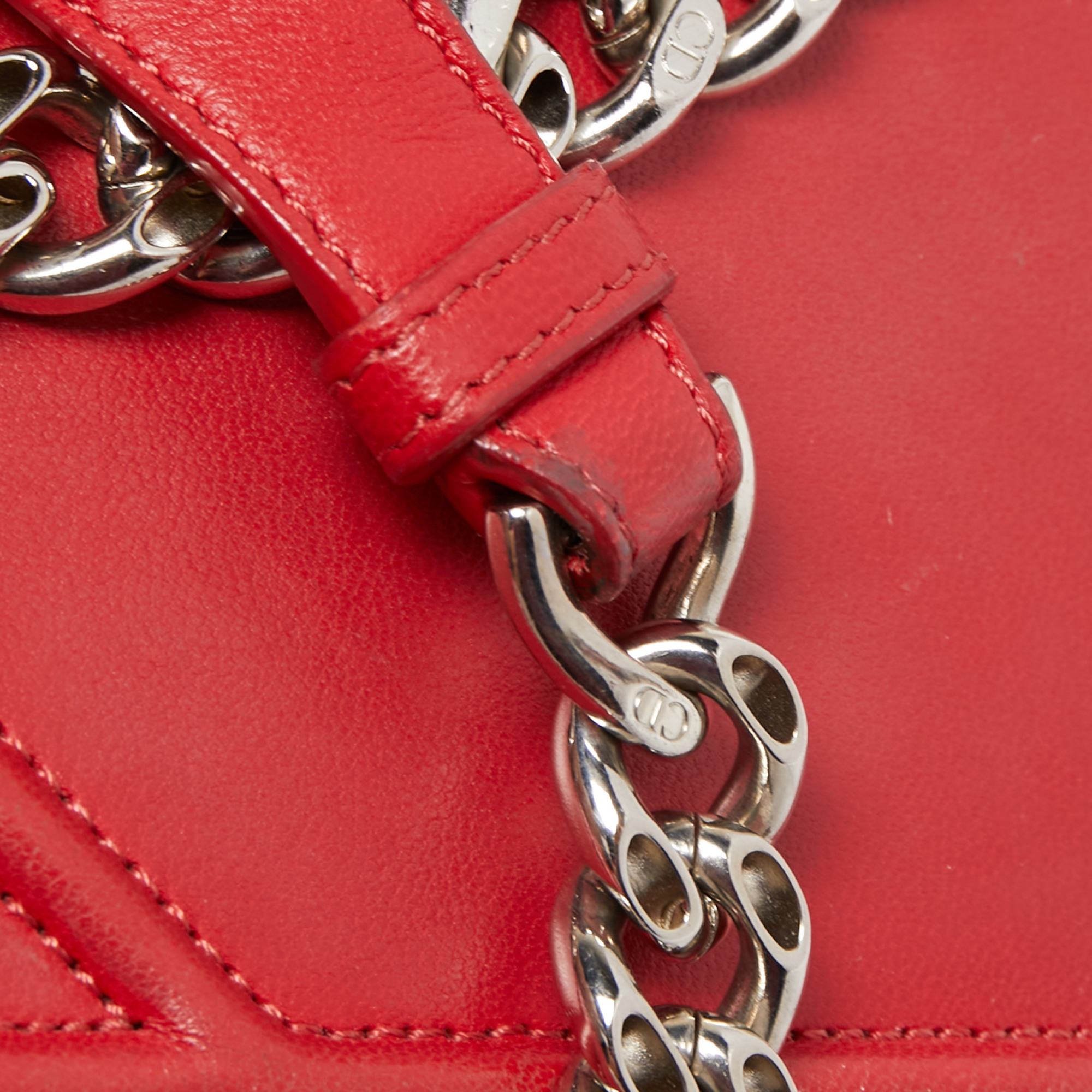 Dior Red Leather Medium Diorama Flap Shoulder Bag
