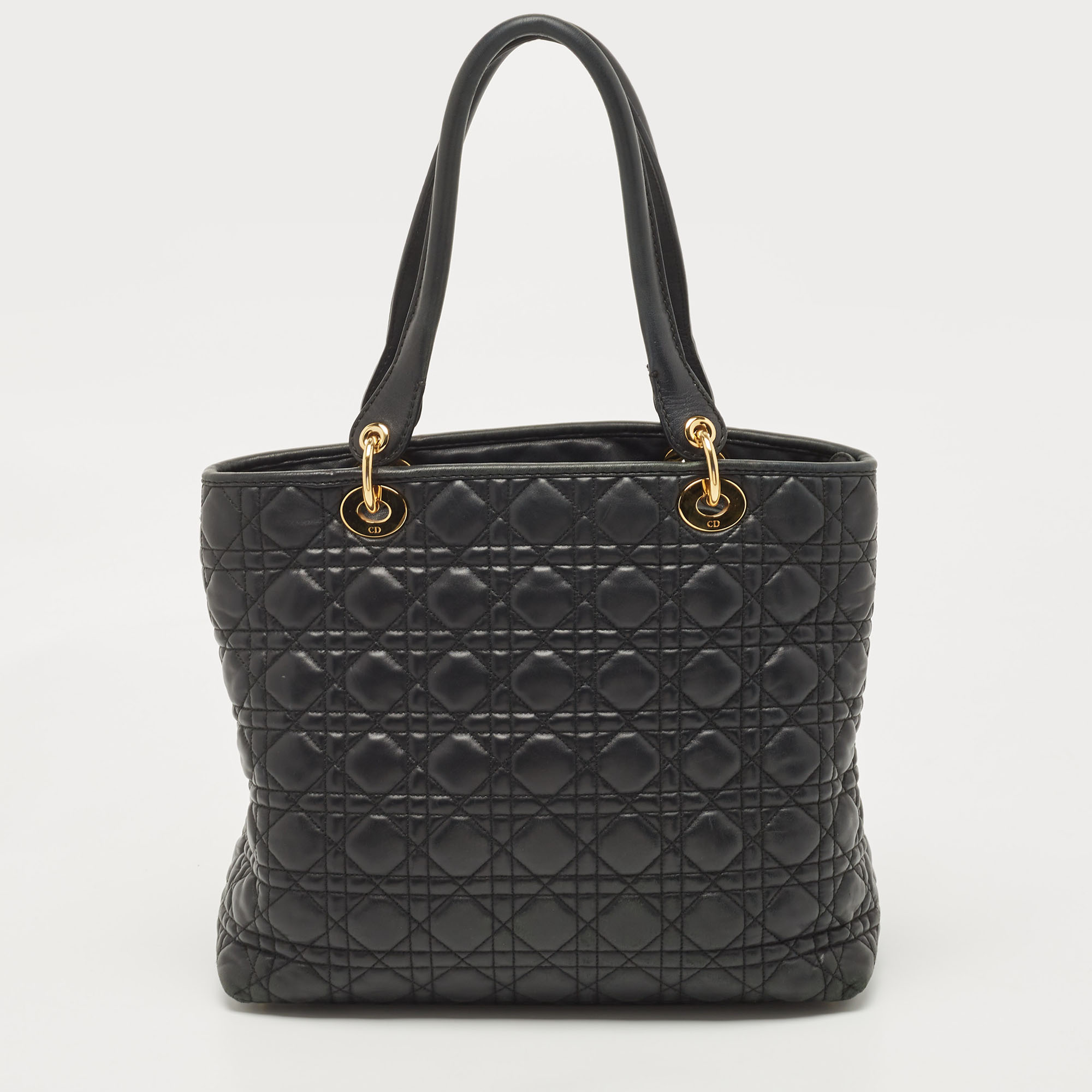 Dior Black Cannage Leather Soft Lady Dior Tote