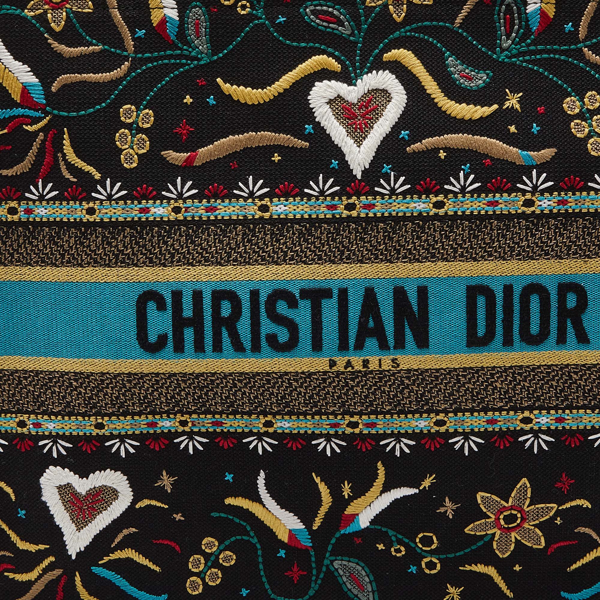 Dior Multicolor Embroidered Canvas Large Book Tote