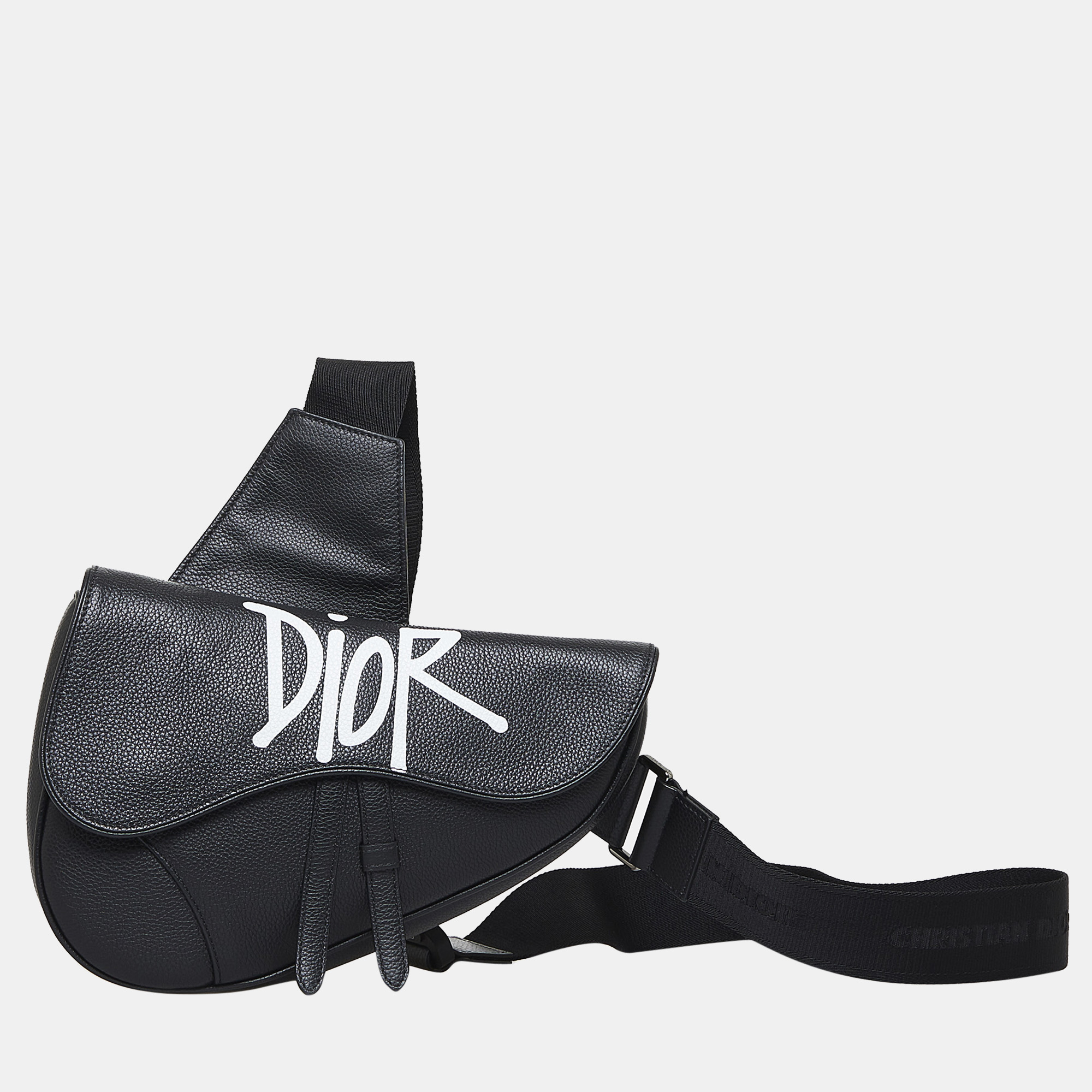 Dior Black X Stussy Logo Saddle