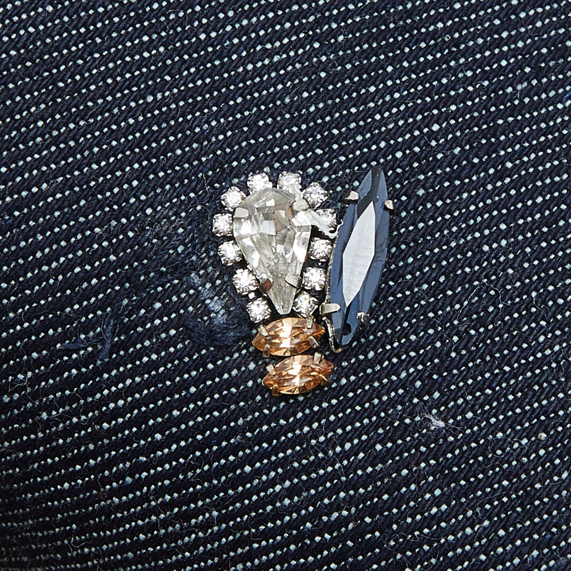 Dior Blue Denim Medium Crystal Embellished Diorama Shoulder Bag