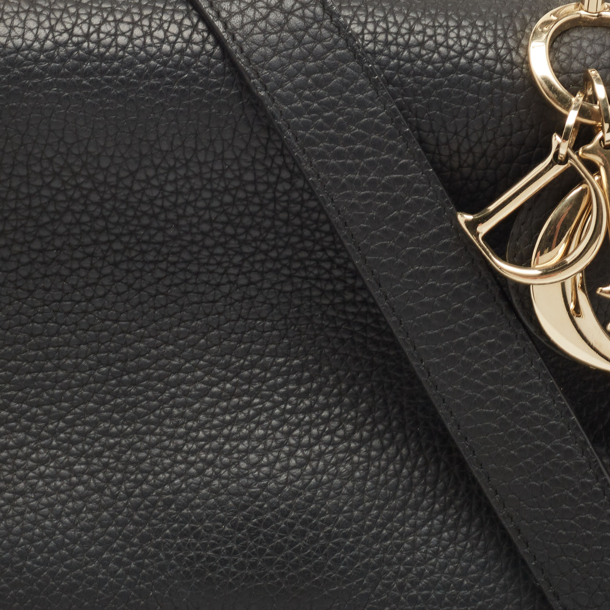 Dior Black Leather Medium Be Dior Flap Top Handle Bag