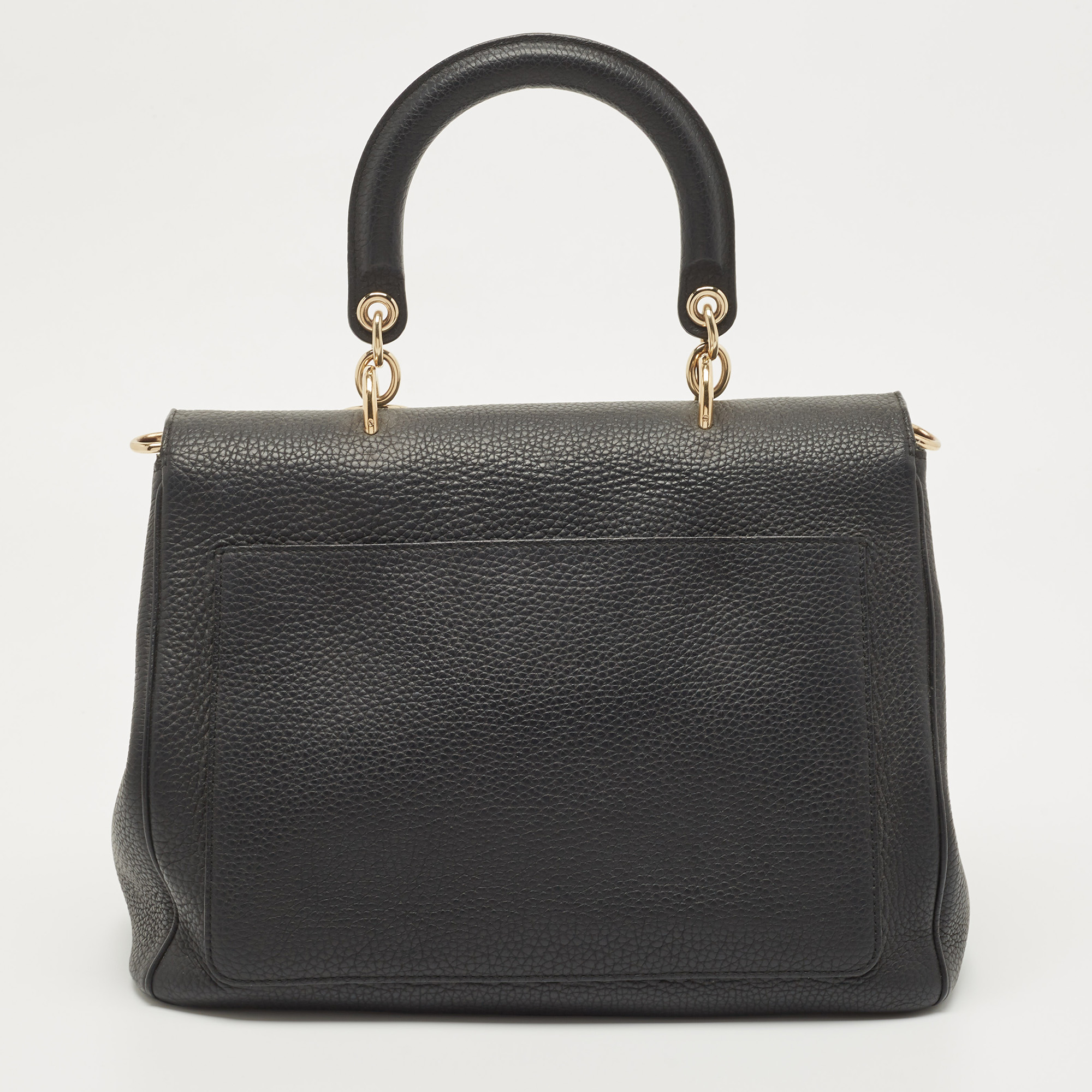 Dior Black Leather Medium Be Dior Flap Top Handle Bag