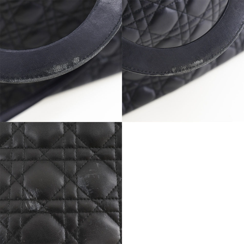 Dior Black Leather Lady Dior Top Handle Bag
