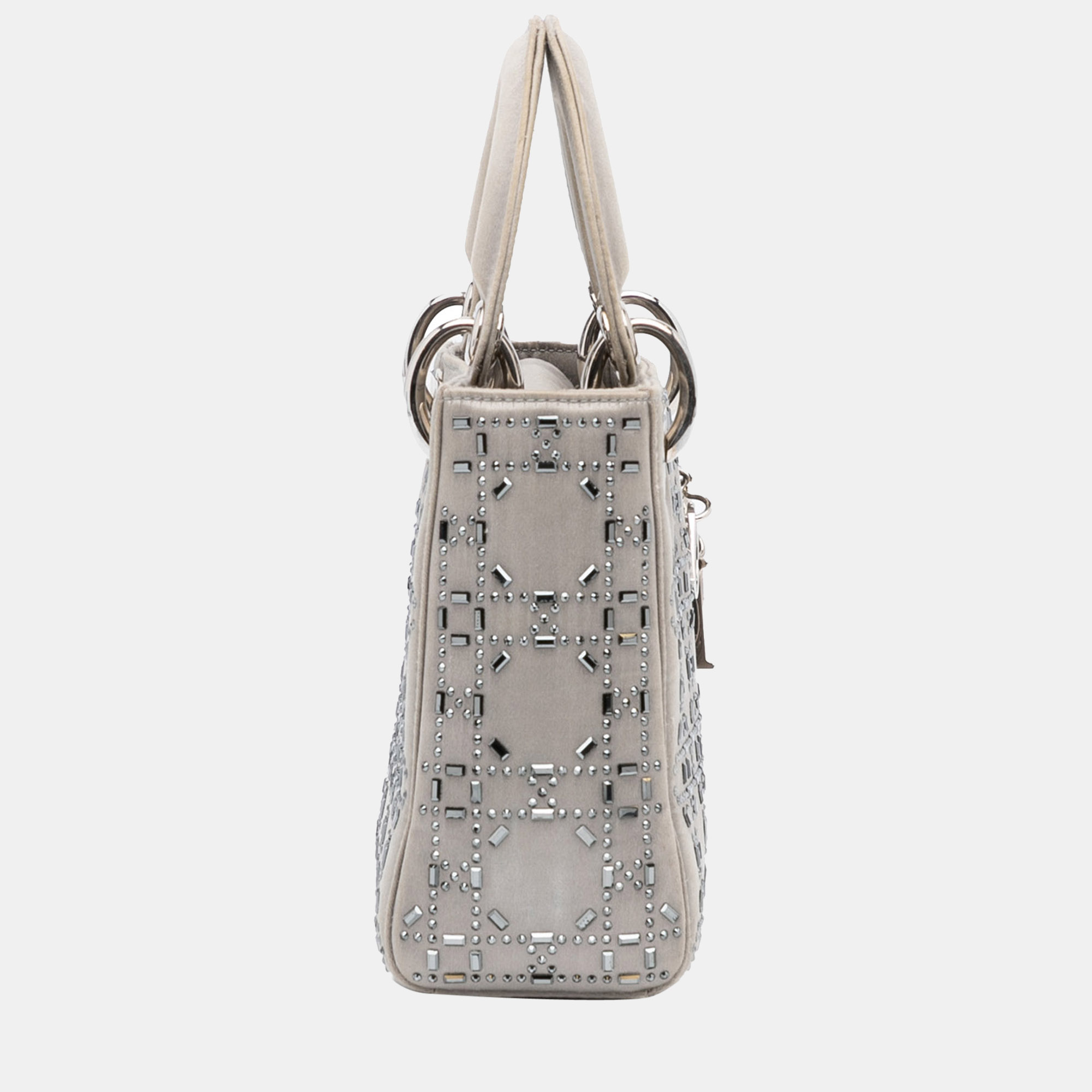 Dior Grey Mini Crystal-Embellished Satin Lady Dior 
Dior Grey Mini Crystal-Embellished Satin Lady Dior