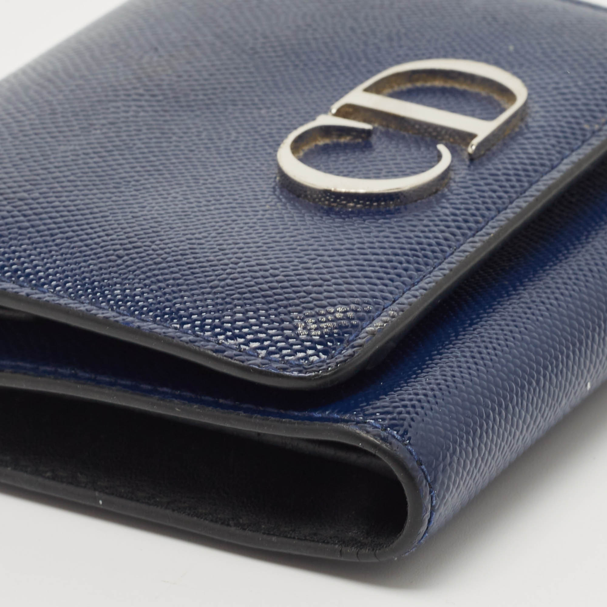 Dior Blue Patent Leather Mania Trifold Wallet