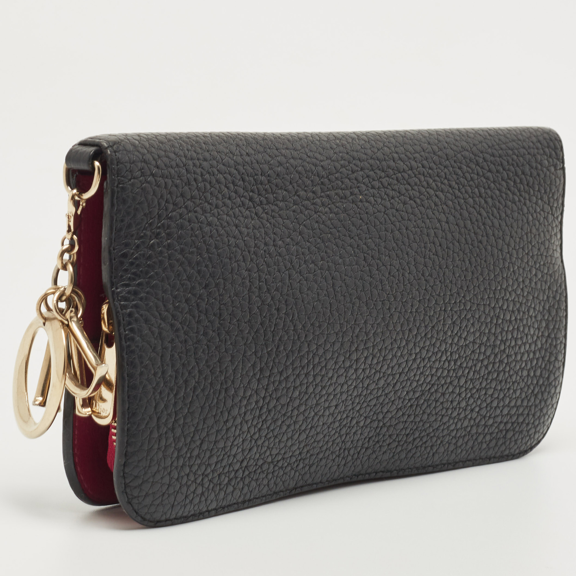 Dior Black/Pink Leather Diorissimo Voyageur  Zip Around Wallet