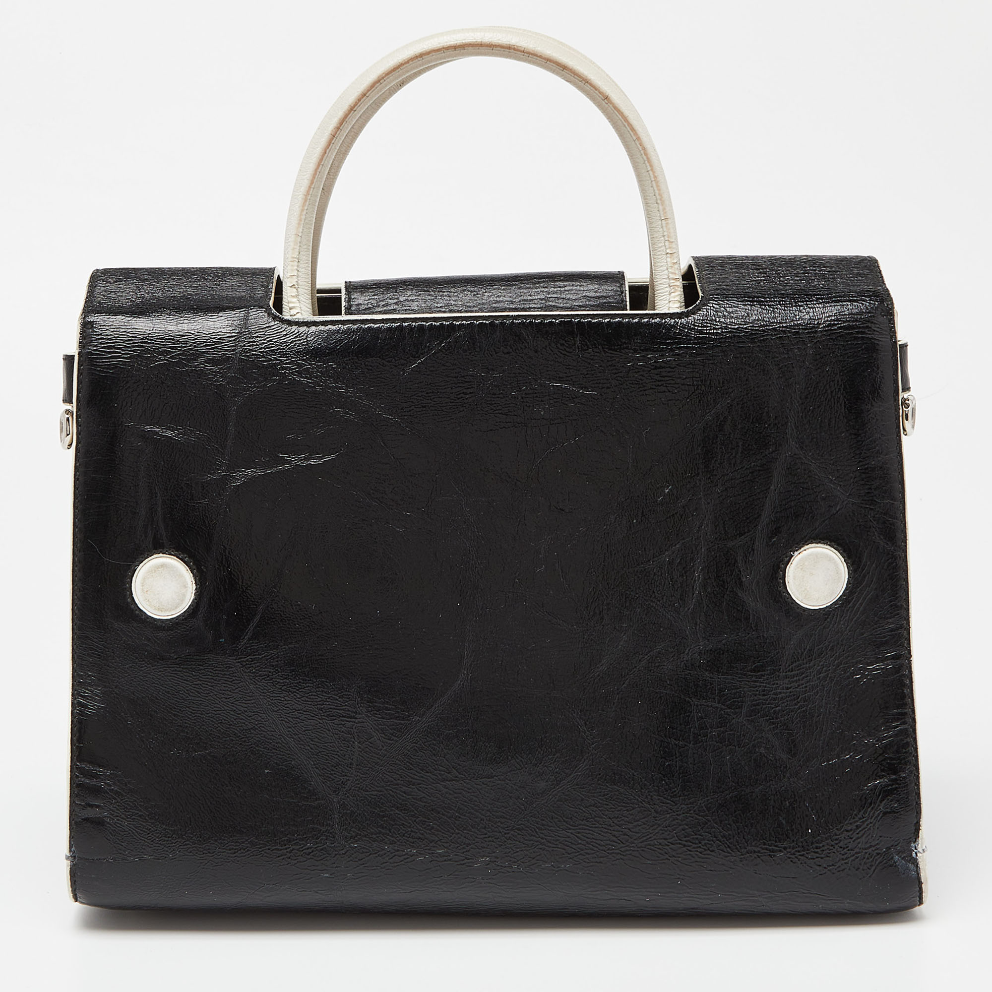 Dior Black/White Leather Medium Diorever Bag