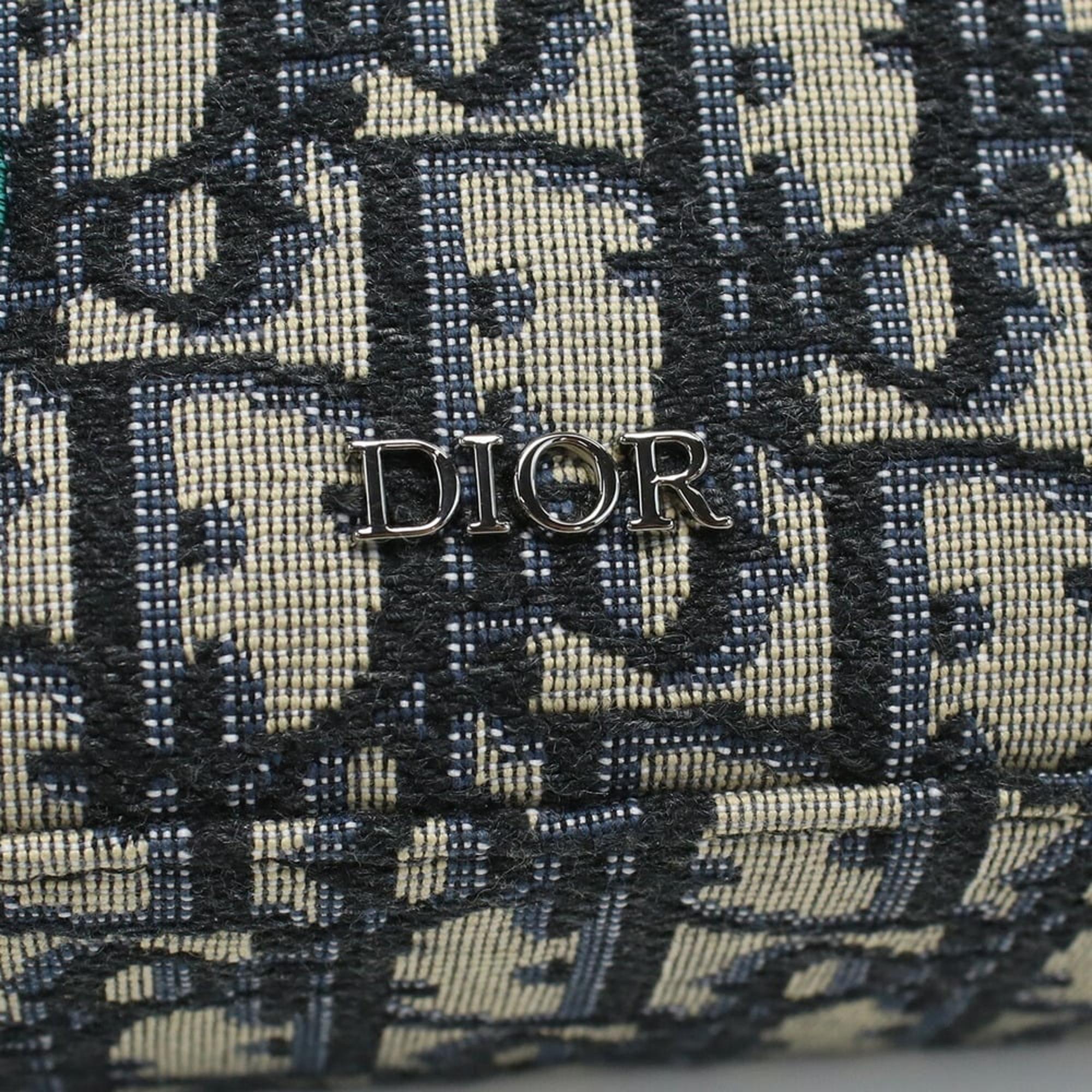 Dior X Kenny Scharf Navy Blue Canvas Safari Shoulder Bag