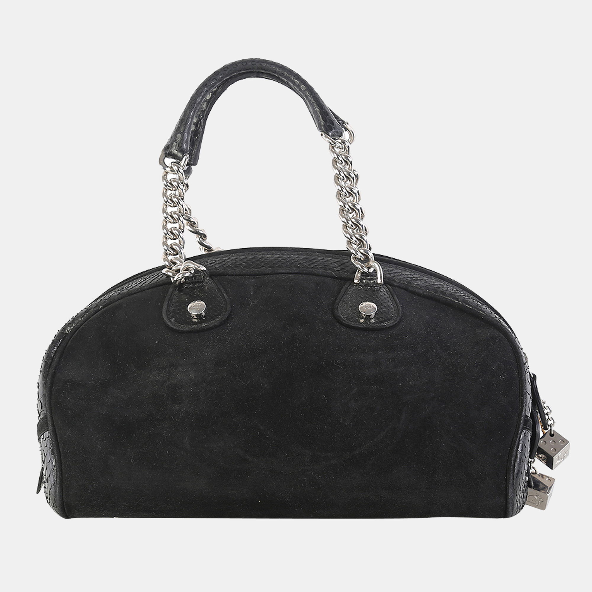 Christian Dior Black Suede And Leather Gambler Bag