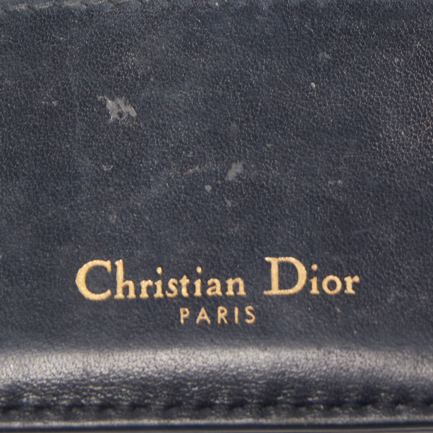Dior Navy Blue Oblique Canvas And Leather Card Holder