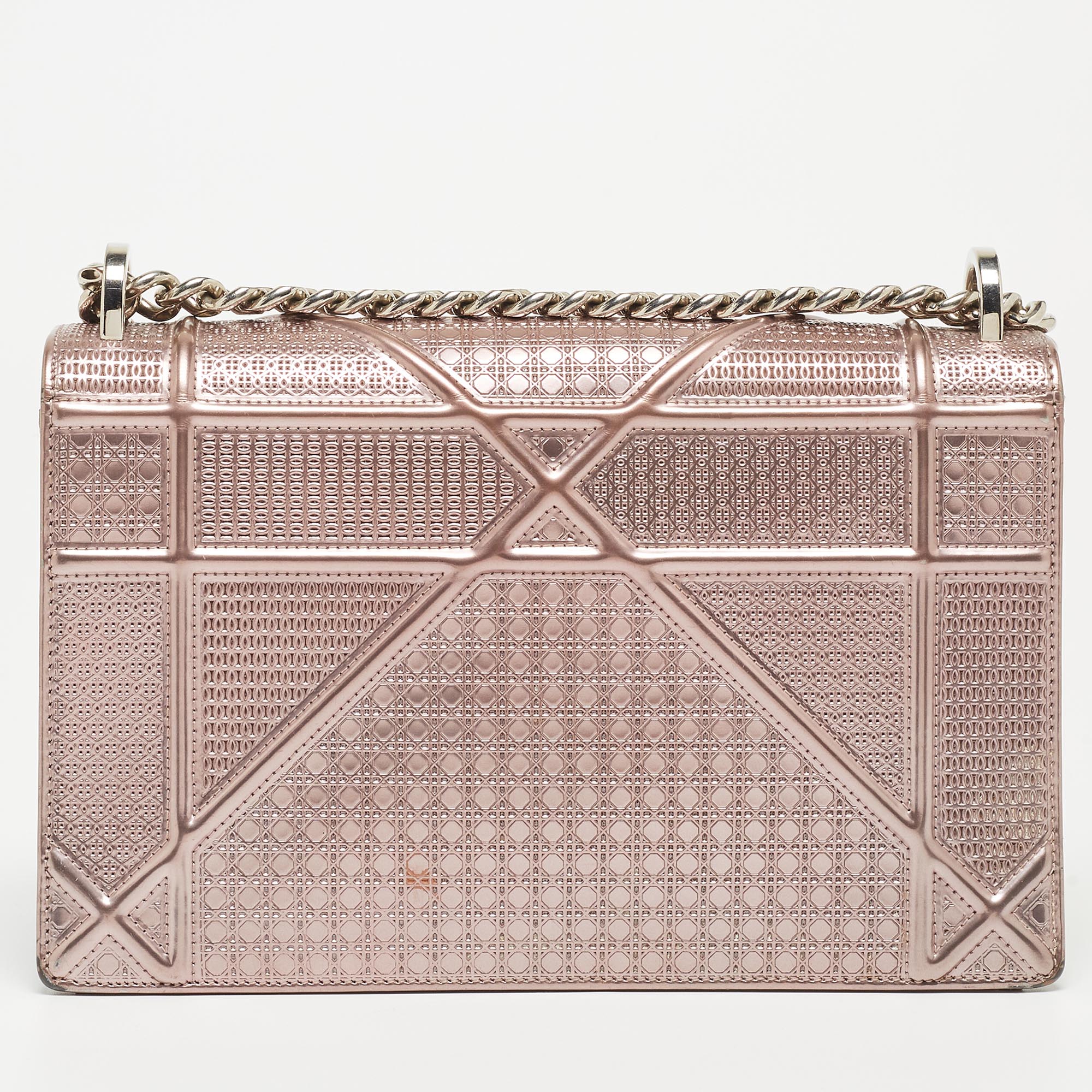 Dior Pink Microcannage Patent And Leather Medium Diorama Flap Shoulder Bag
