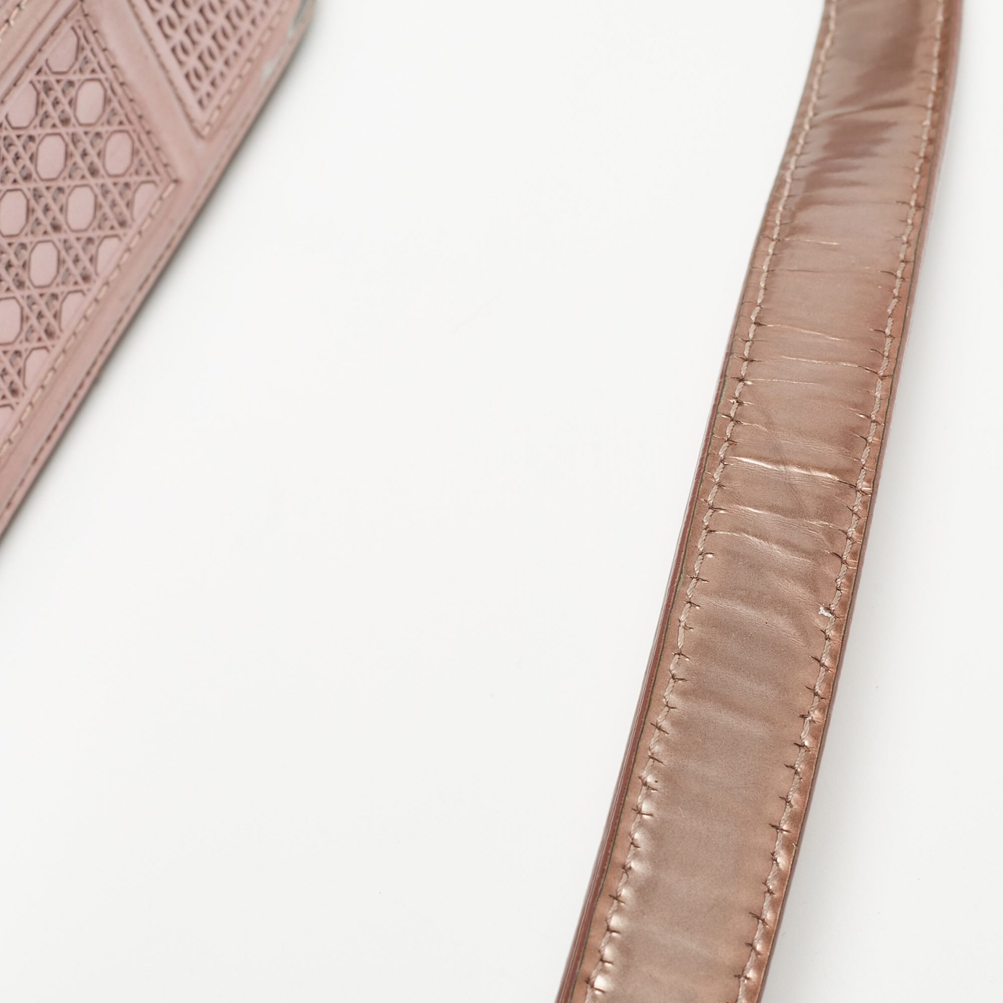 Dior Pink Microcannage Patent And Leather Medium Diorama Flap Shoulder Bag
