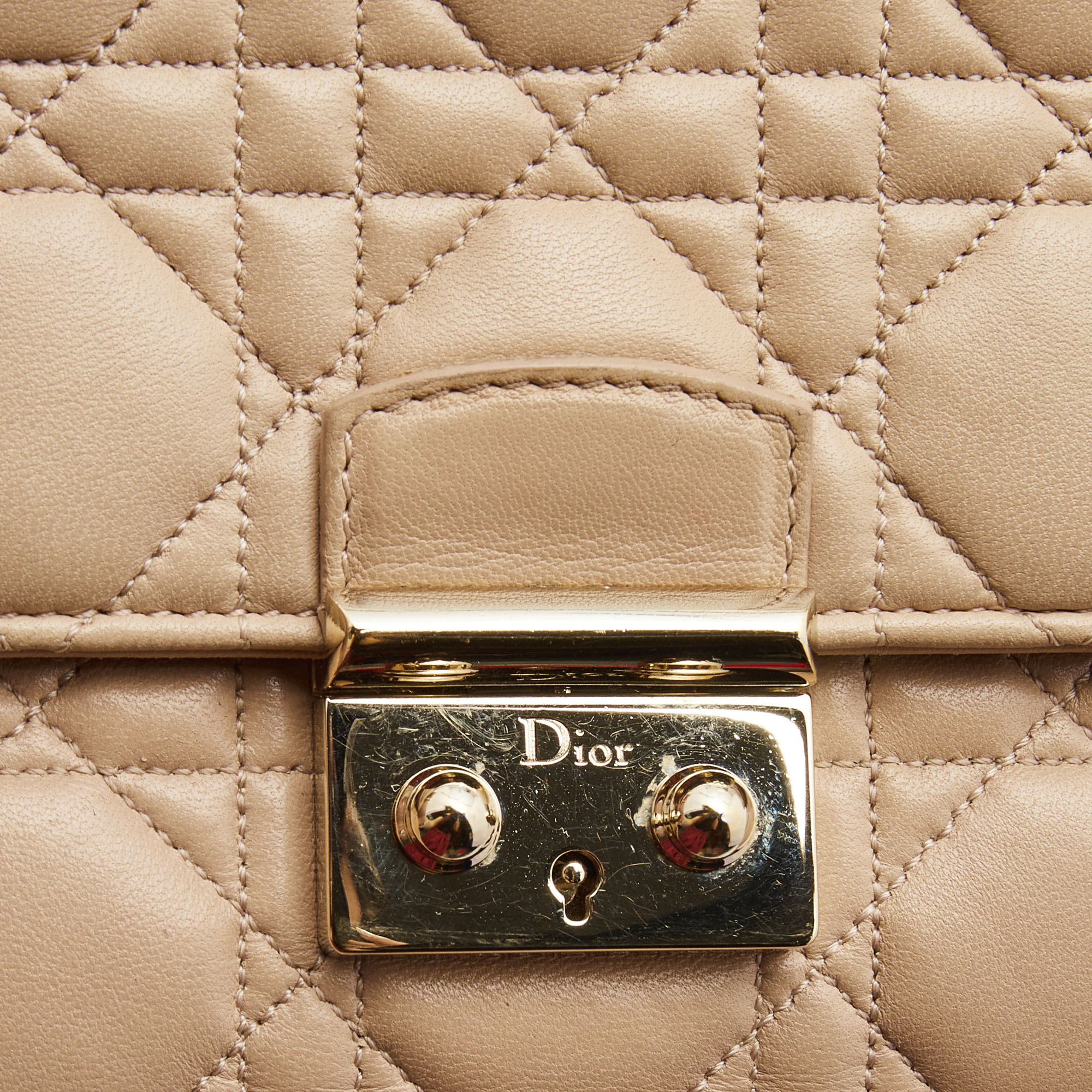 Dior Beige Cannage Leather Miss Dior Promenade Chain Bag