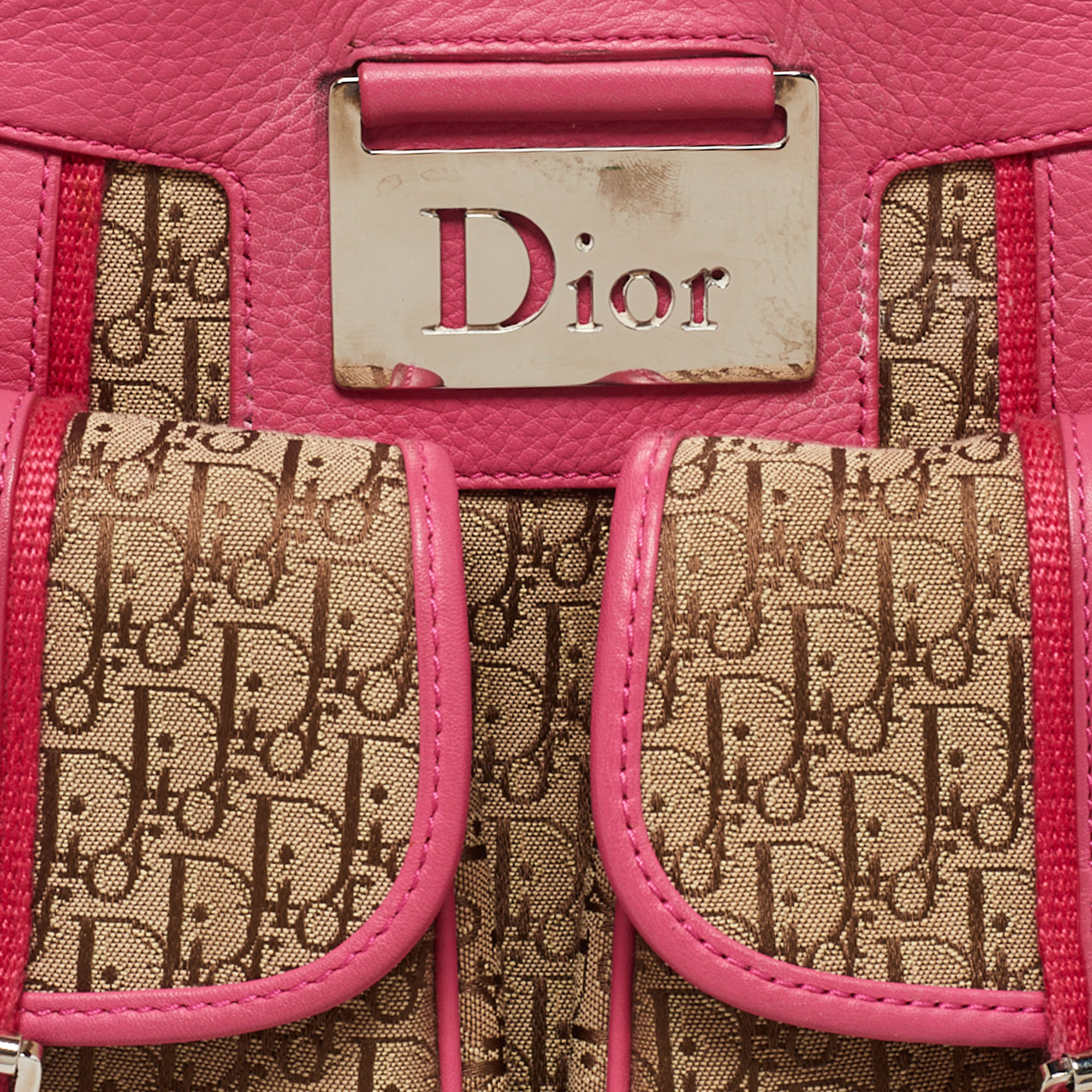 Dior Beige/Pink Oblique Canvas And Leather Street Chic Tote