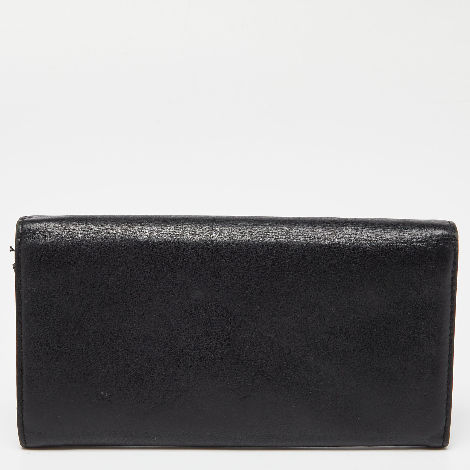 Dior Black Leather Flap Continental Wallet