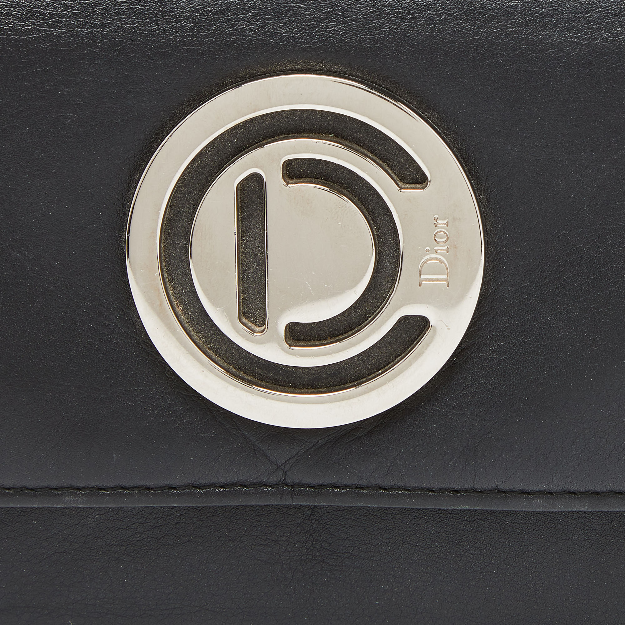 Dior Black Leather Flap Continental Wallet