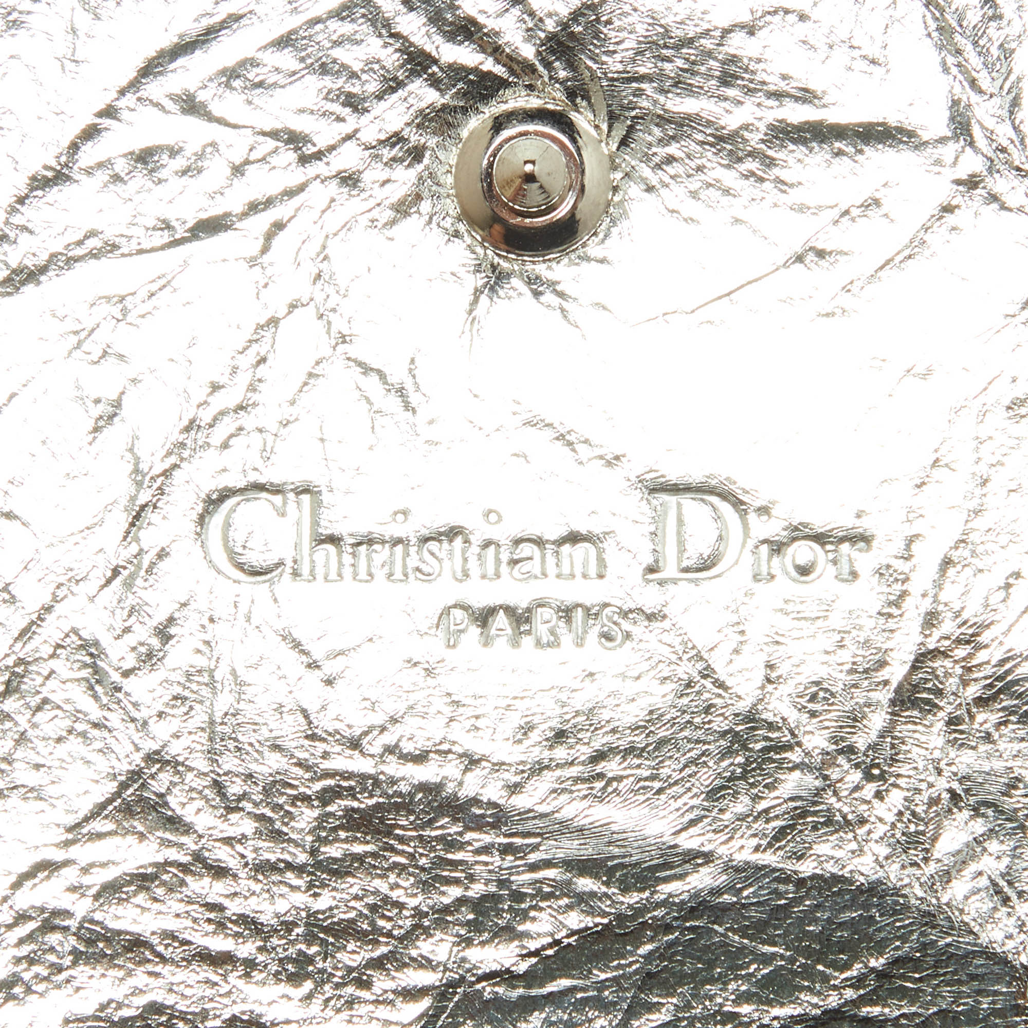 Dior Silver Leather Diorama Wallet On Chain