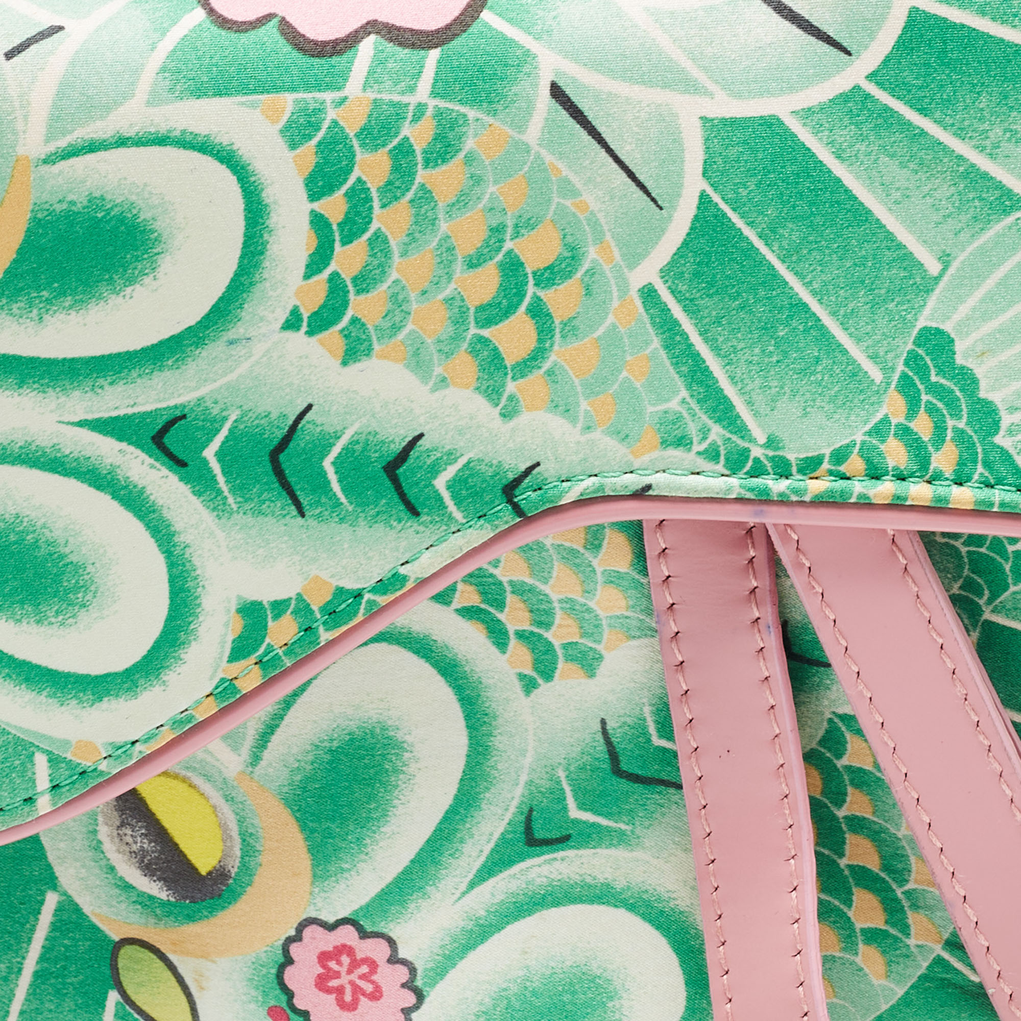 Dior Multicolor Printed Silk Limited Edition 0459 Koi Saddle Bag