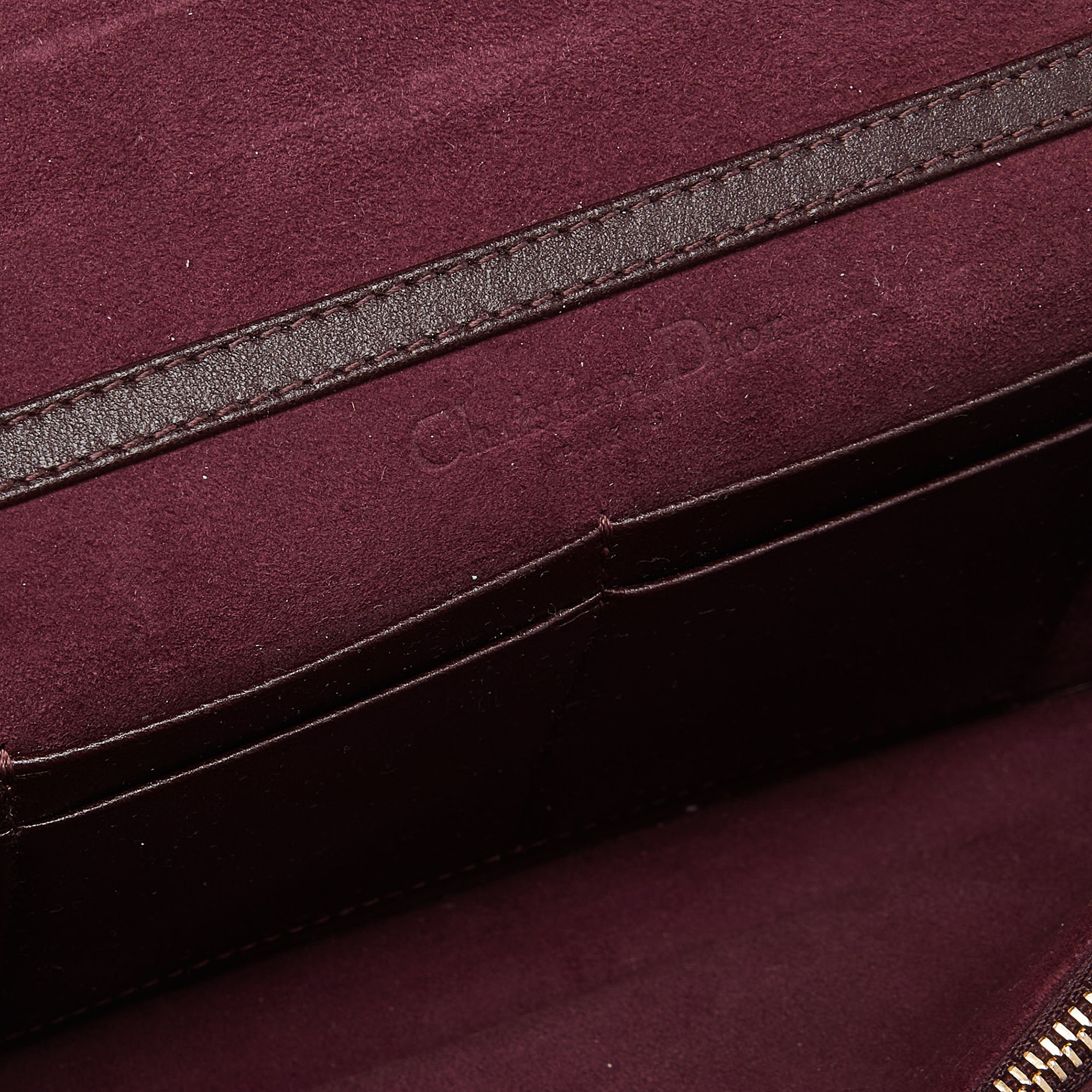 Dior Burgundy Leather Diorama Wallet On Chain