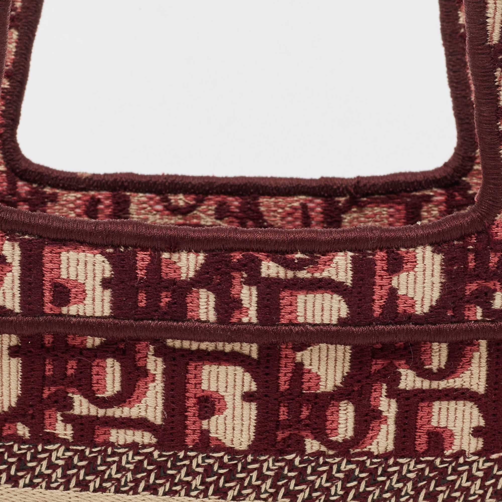 Dior Burgundy Oblique Canvas Mini Embroidery Book Tote