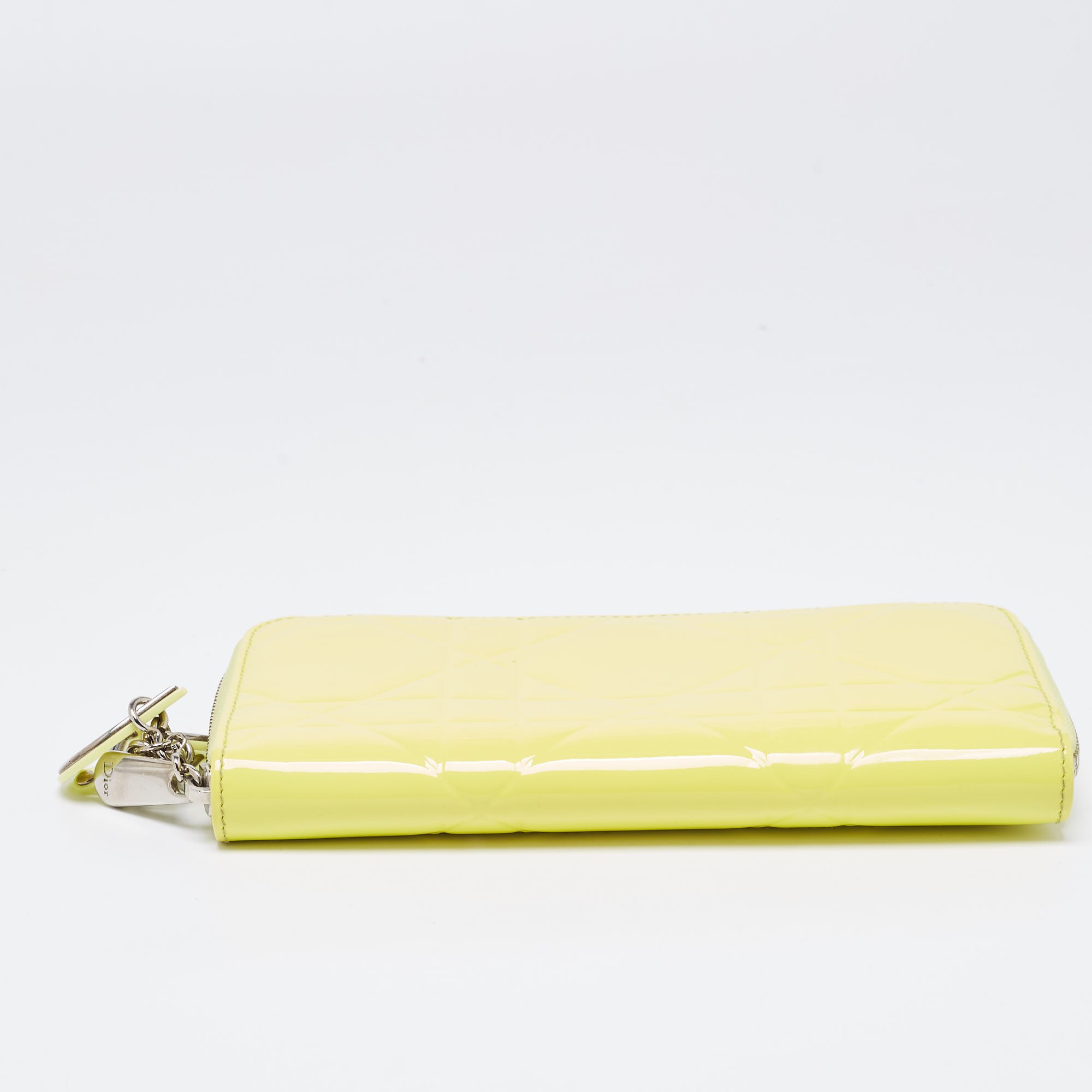 Dior Yellow Cannage Patent Leather Lady Dior Continental Wallet