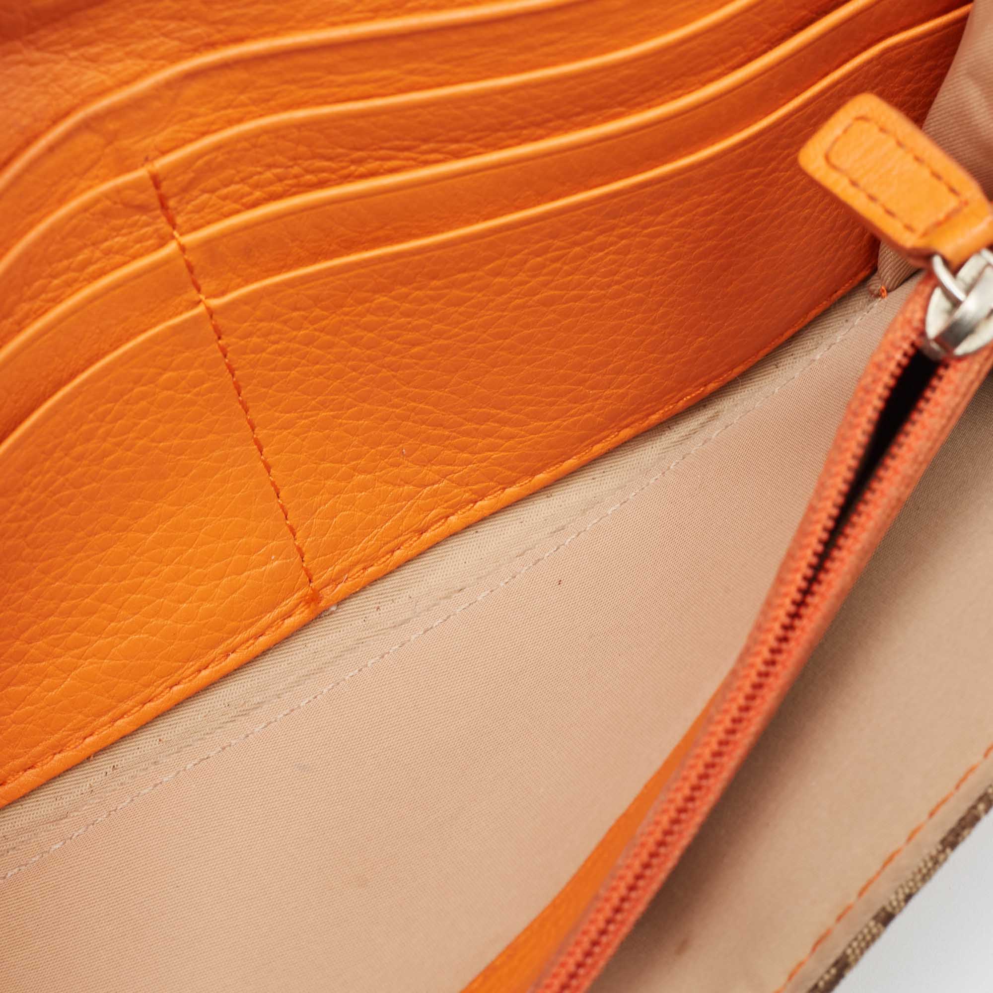 Dior Orange/Beige Diorrisimo Canvas And Leather Street Chic Continental Wallet