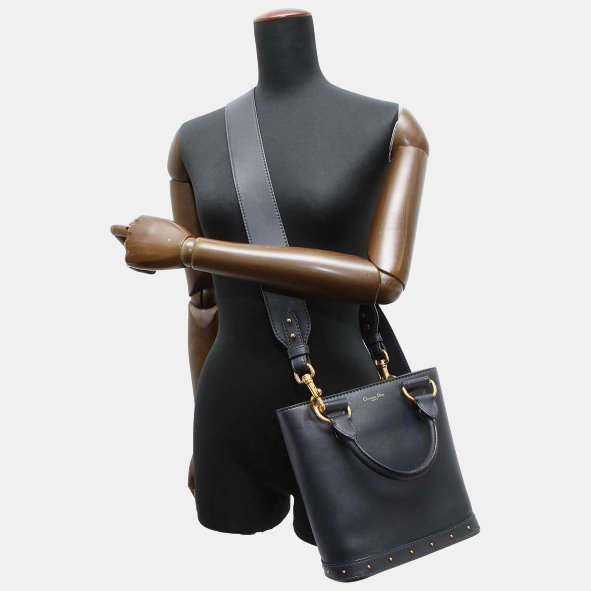 Dior Black Leather Studded Bag