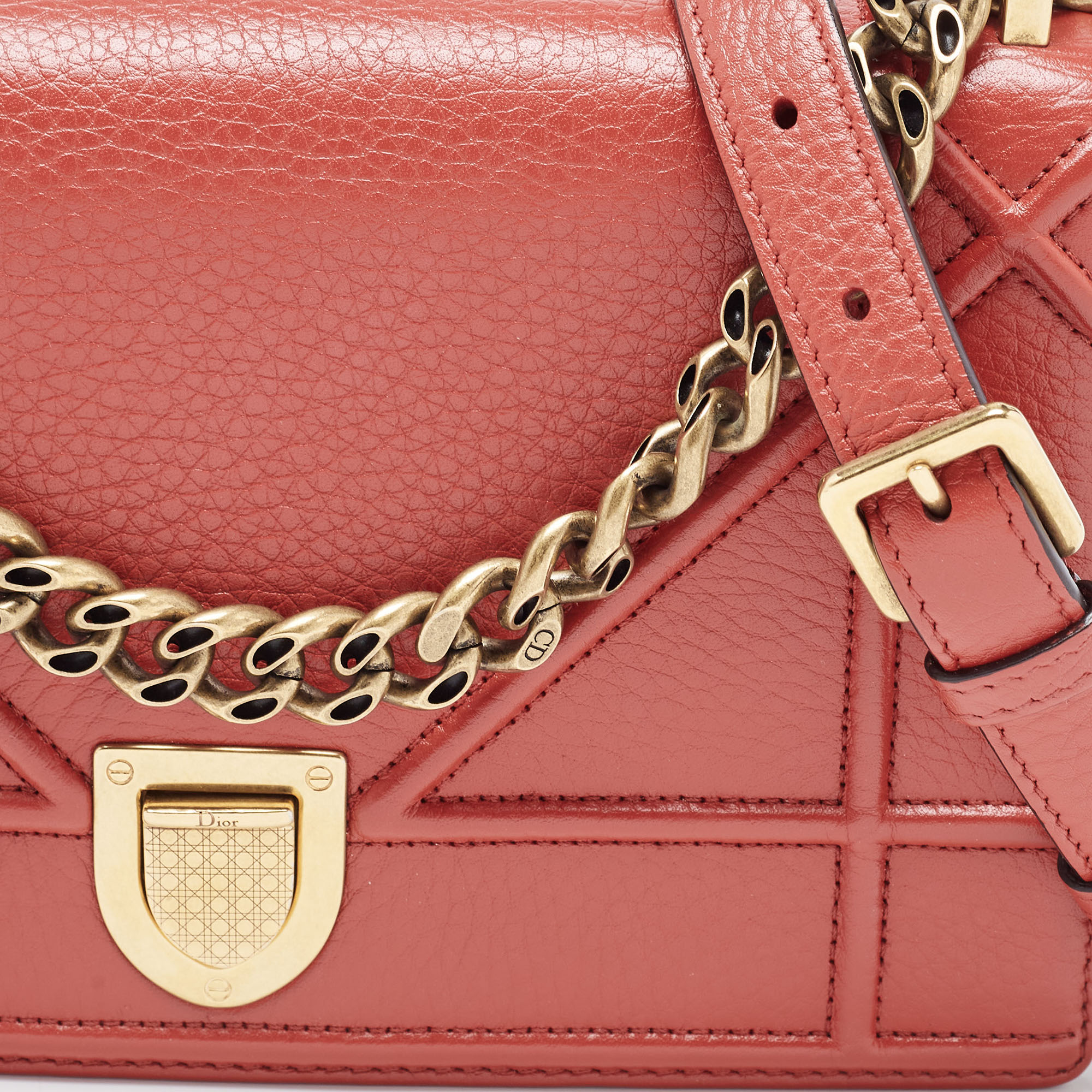 Dior Red Leather Small Diorama Shoulder Bag