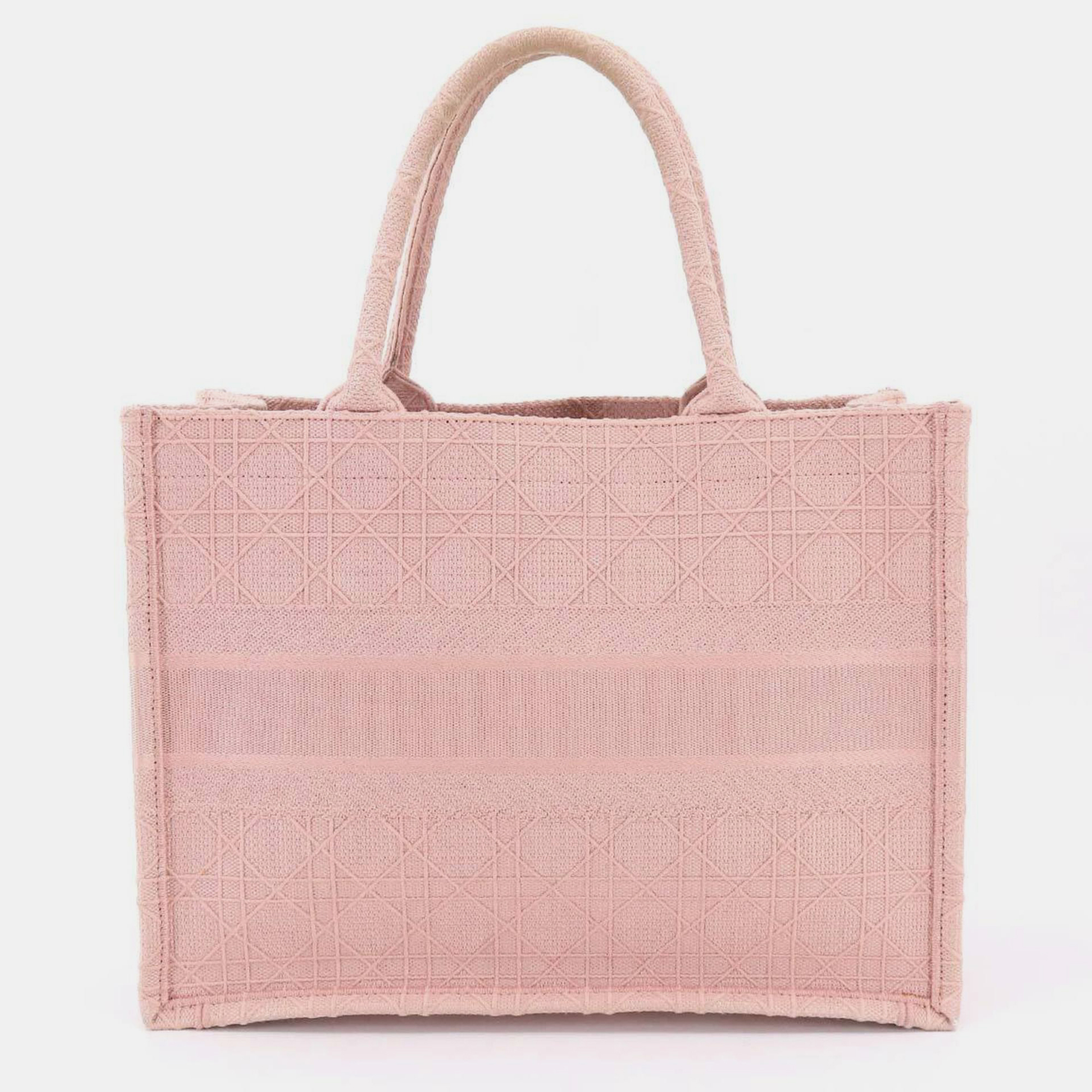 Dior Pink Canvas Medium Cannage Book Tote Bag