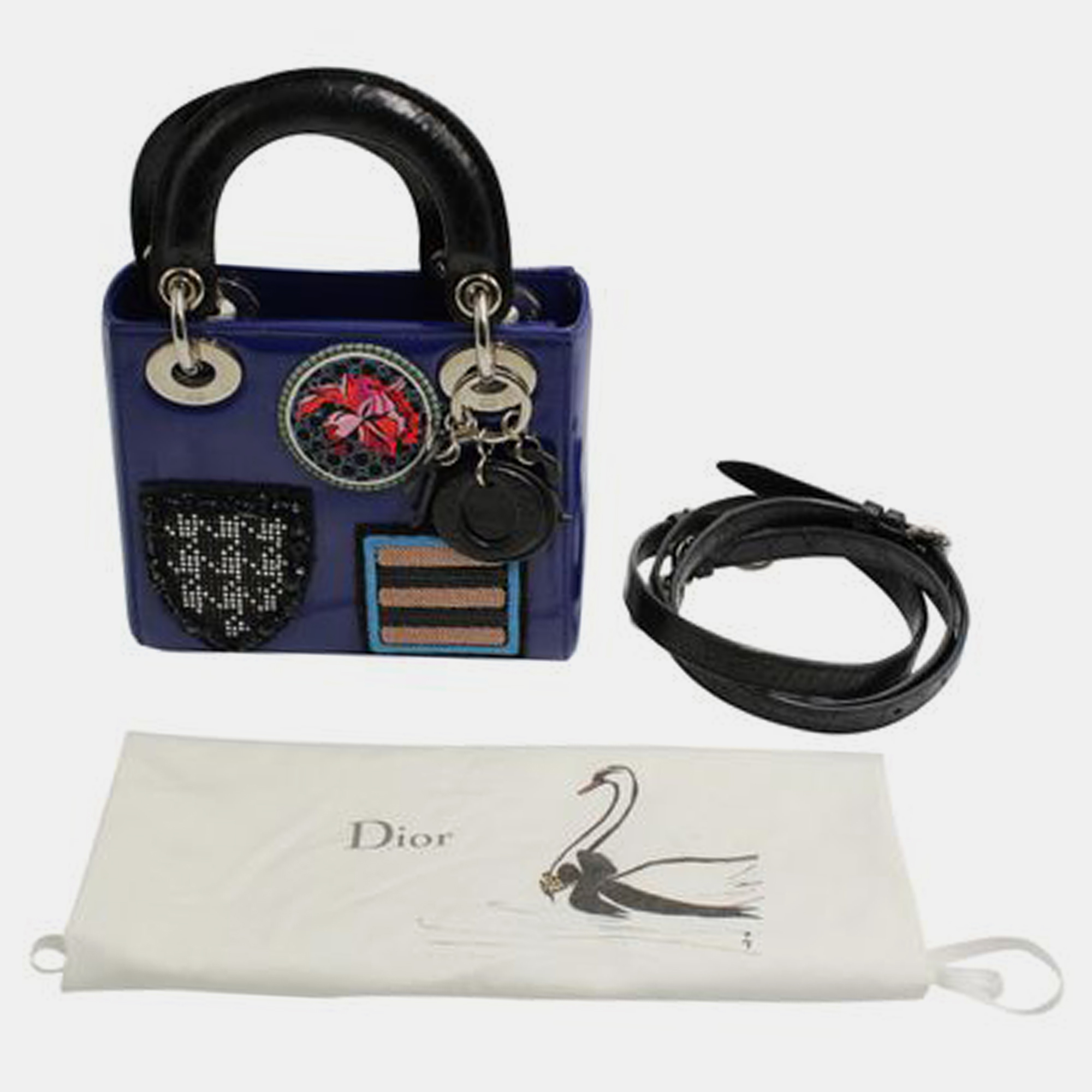 DIOR Mini Lady Dior Bag With Embroidered Badges - Limited Edition SS2014 HANDBAGS
