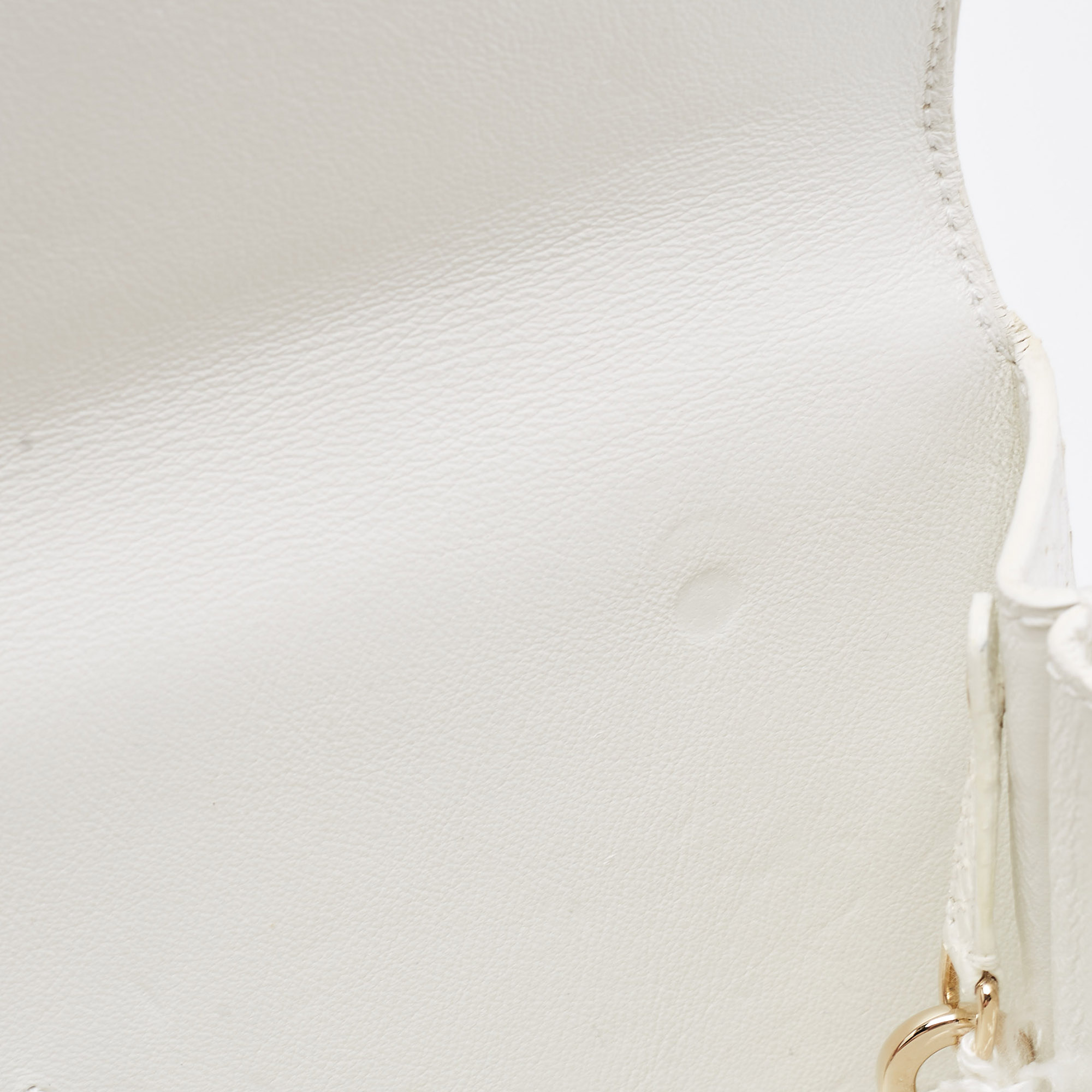 Dior White Snakeskin Leather Beaded Tassel Clutch