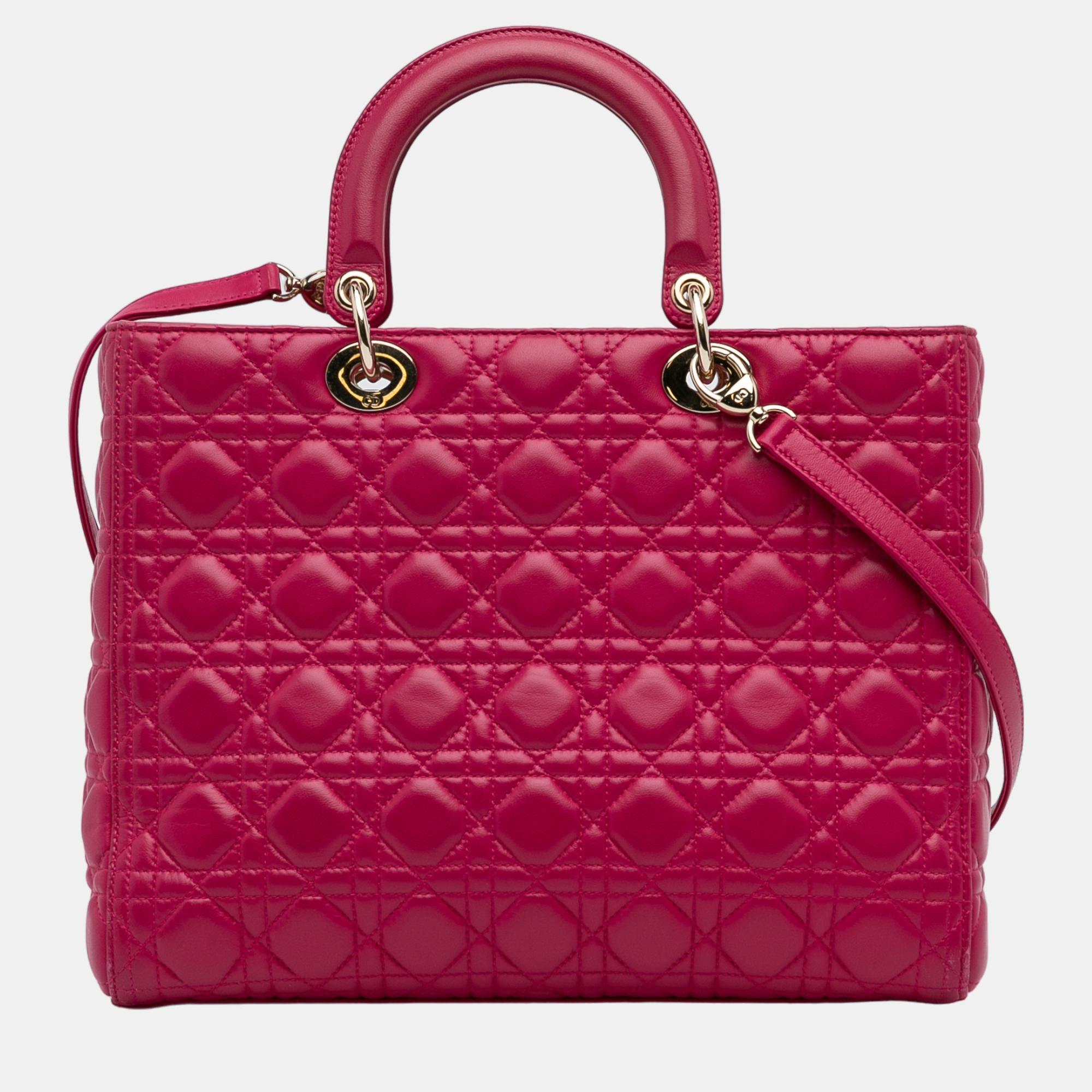 Dior Pink Large Cannage Lady Dior
