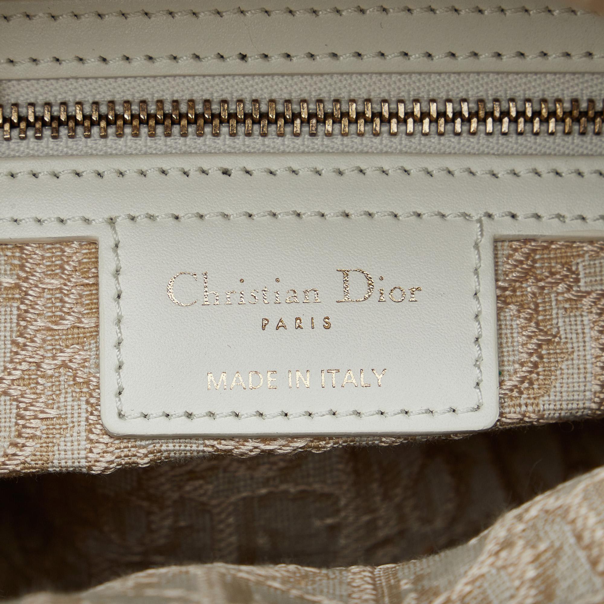 Dior Brown/White Medium Wicker Lady Dior