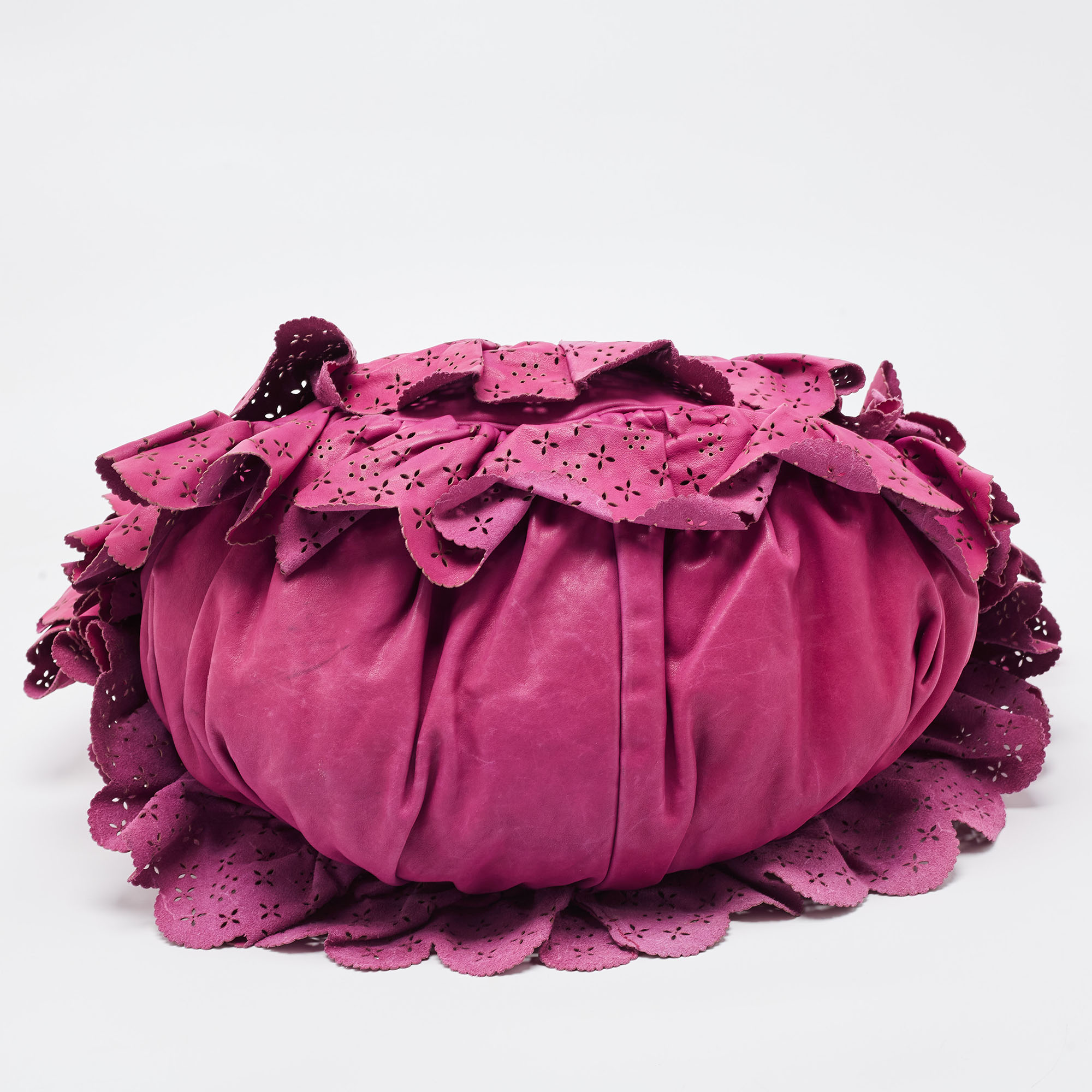 Dior Purple Leather Large Gypsy Ruffle Hobo