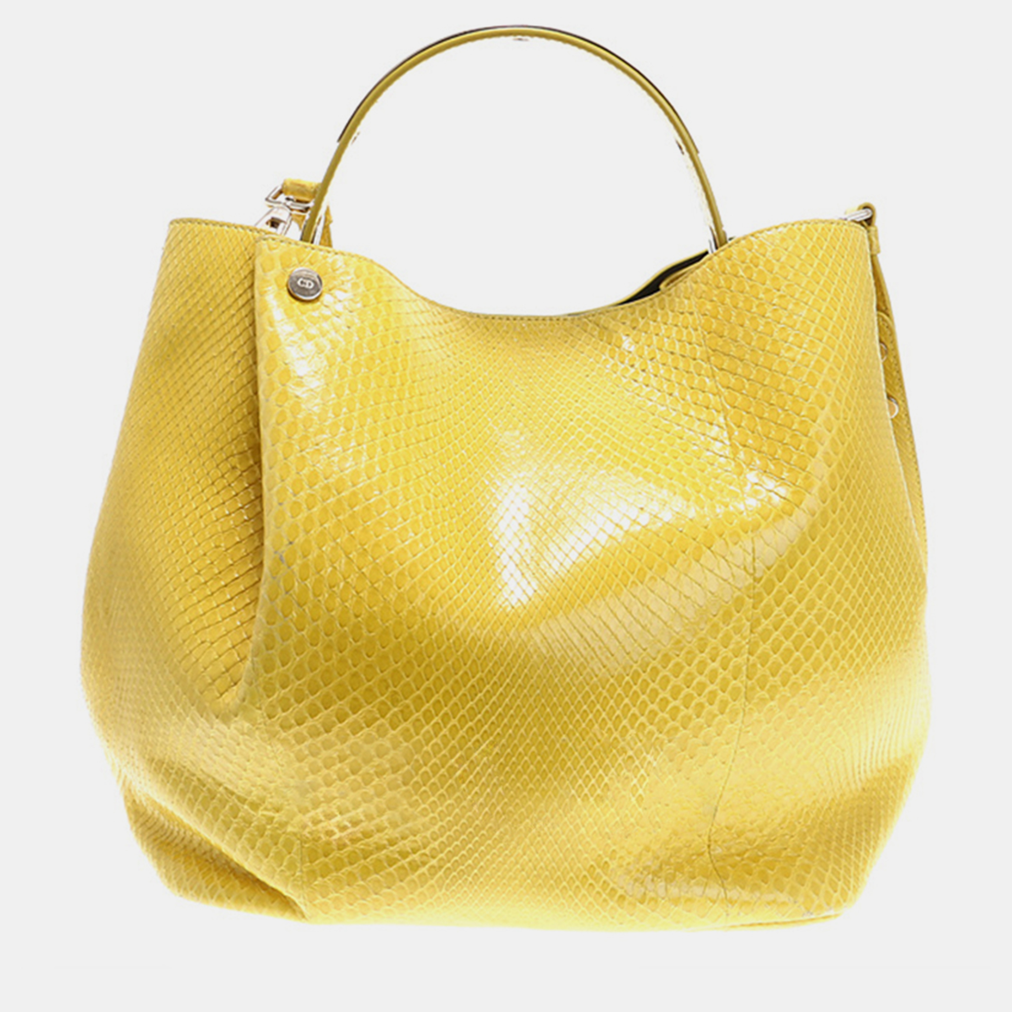 Christian dior yellow python leather tote bag