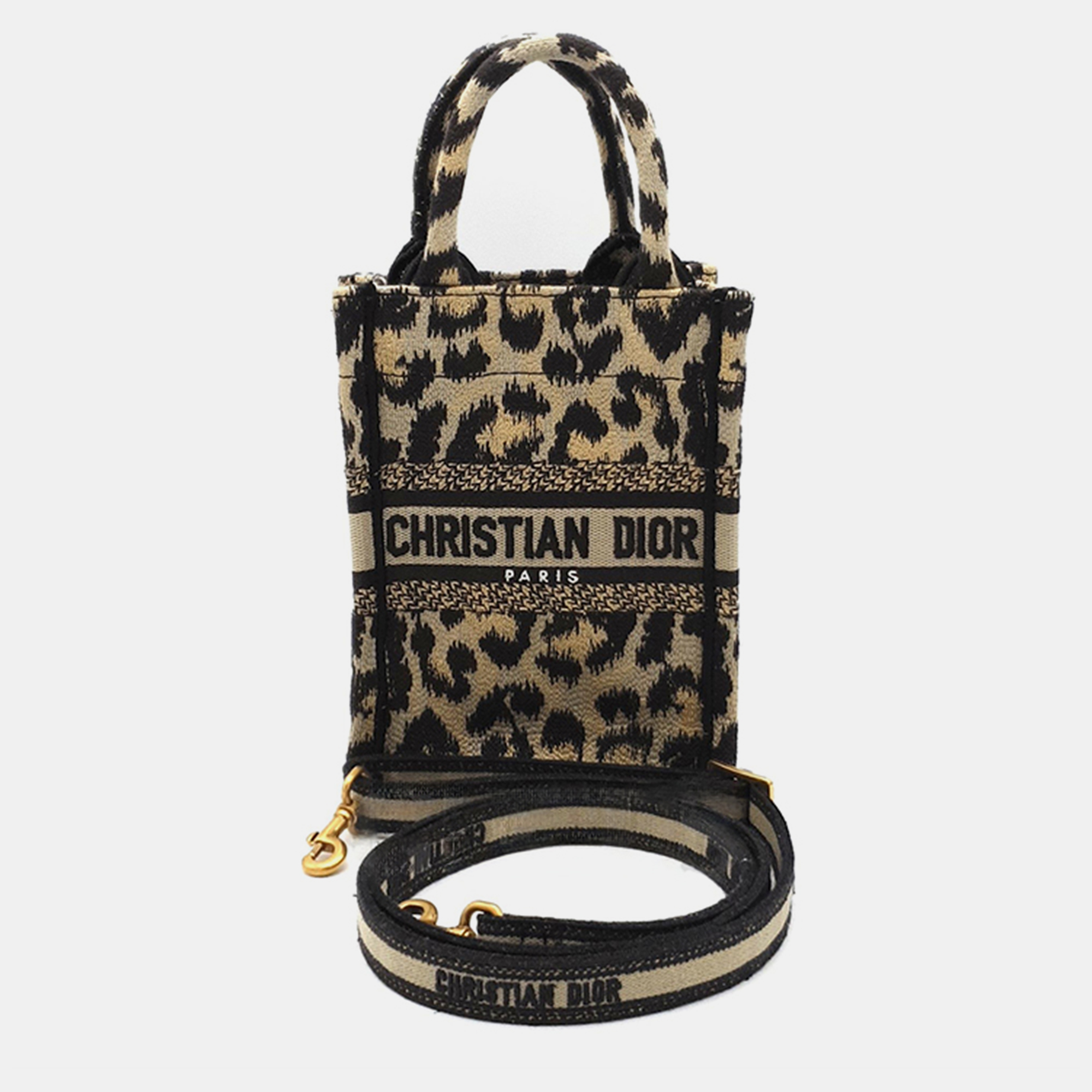 Christian dior beige embroidery canvas mini book tote phone bag