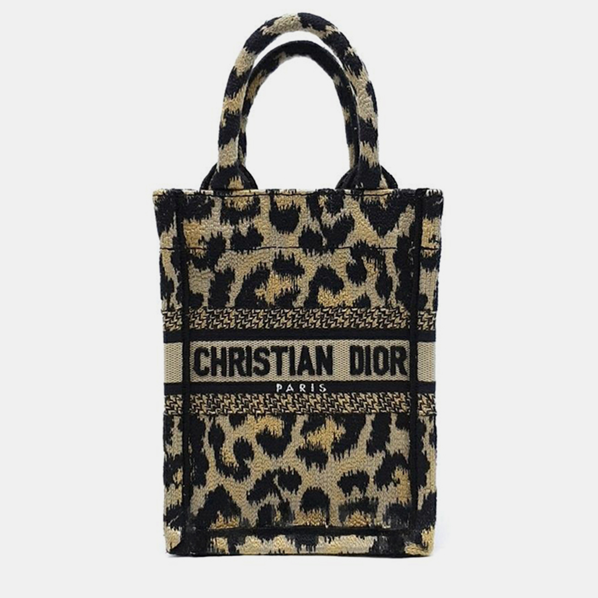 Christian dior beige embroidery canvas mini book tote phone bag