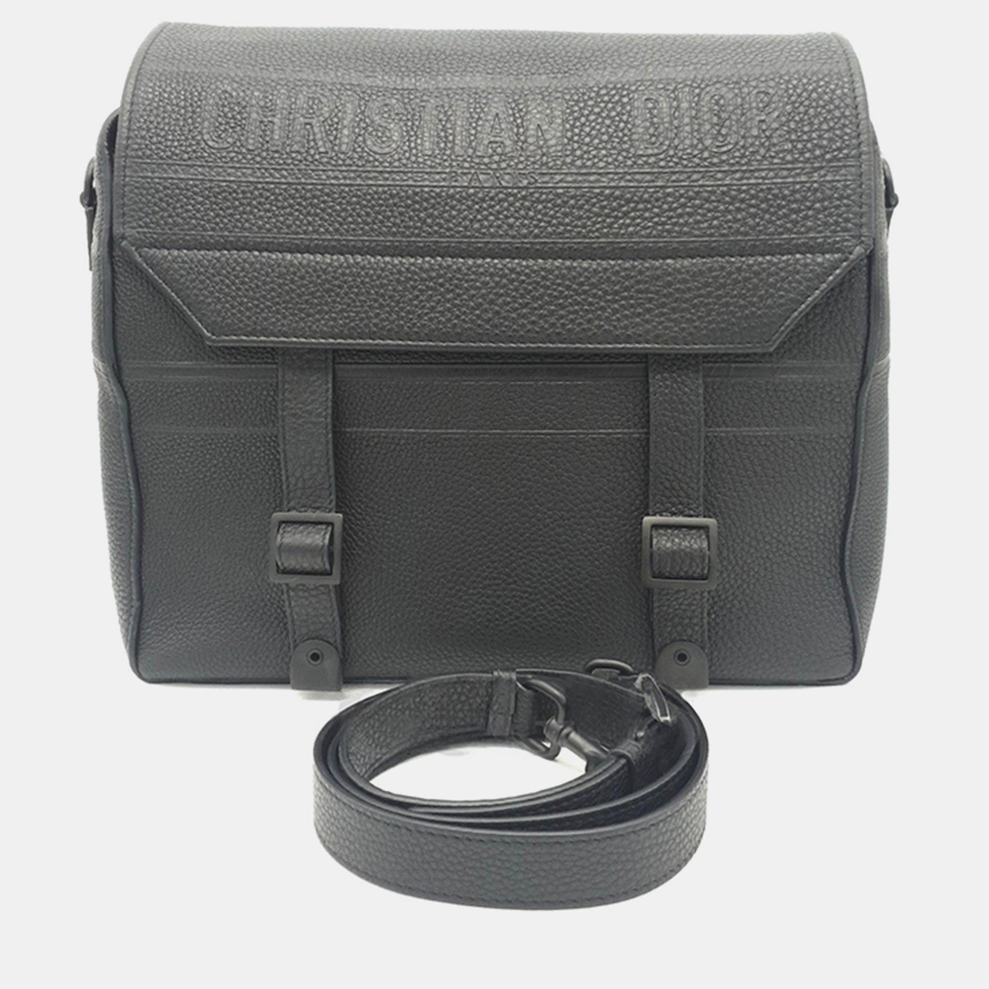 Christian Dior Black Leather Camp Bag
