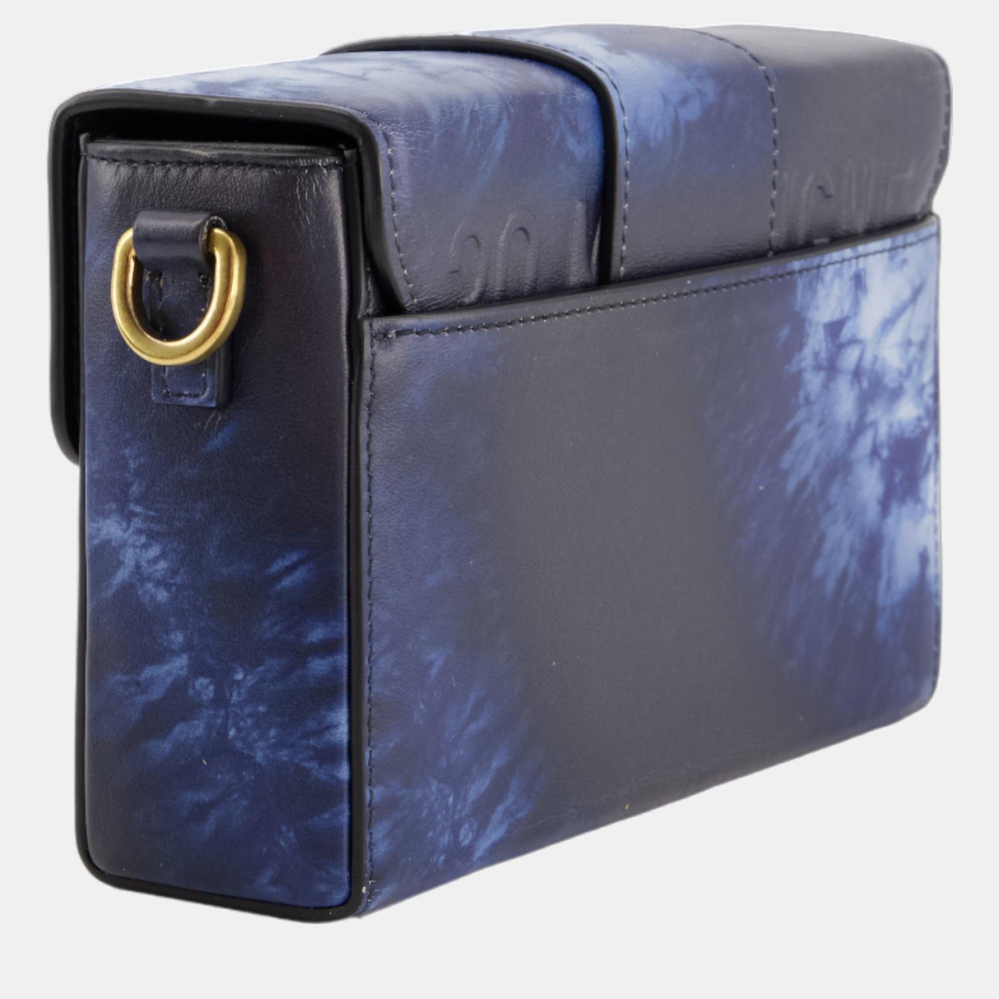 Christian Dior Blue Tye Dye Micro 30 Montaigne Box Bag With Gold Hardware