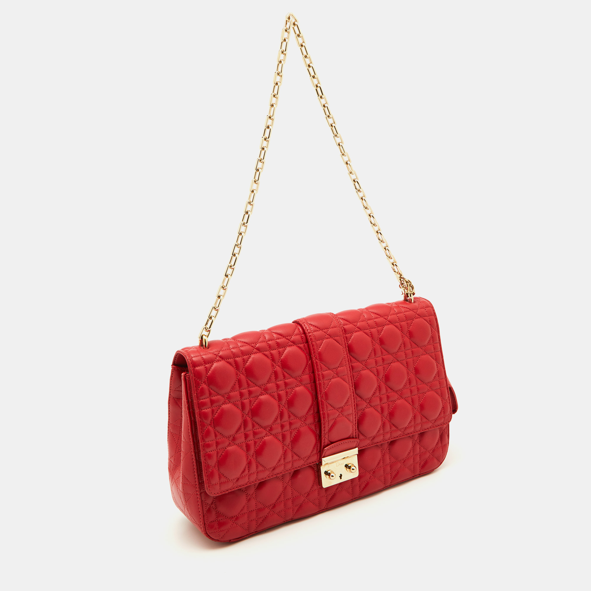Dior Red Cannage Leather Large Miss Dior Shoulder Bag